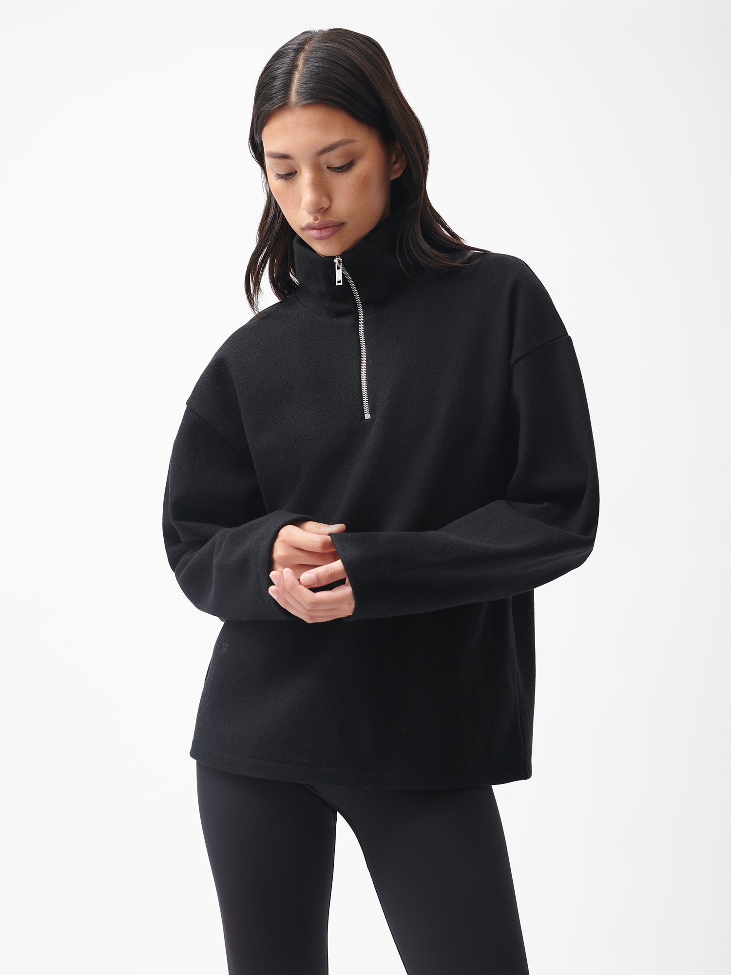 female-Wool-Jersey-Half-Zip-Sweatshirt-Black-female-1