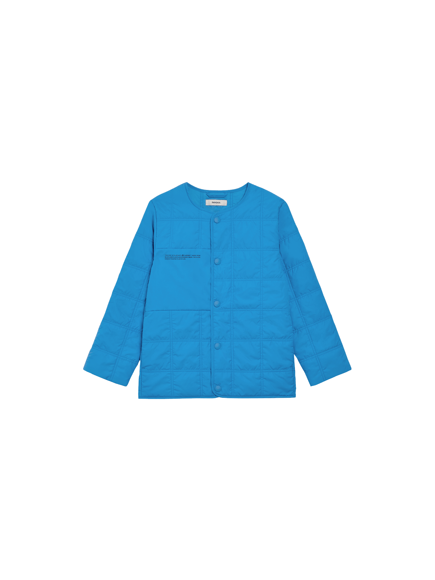 Sale Kid's Flower-warmth Quilted Collarless Jacket - Cerulean Blue