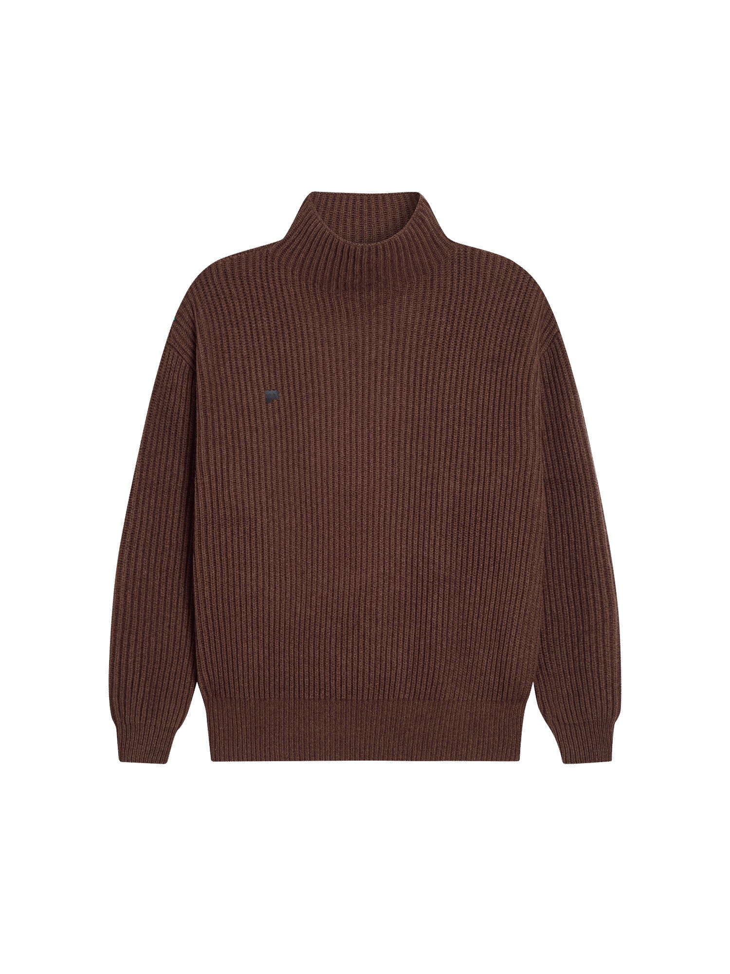 Recycled Cashmere Funnel-Neck Sweater—chestnut brown