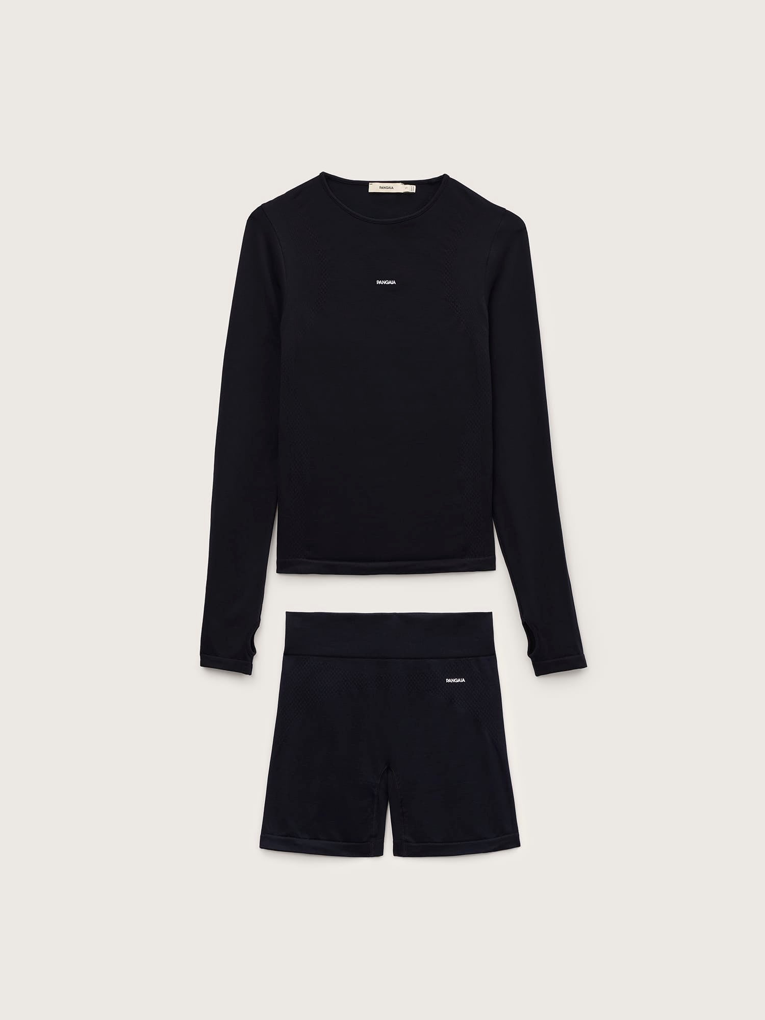 Womens Bio-Based Long Sleeve Top and Cycle Shorts Bundle—Black