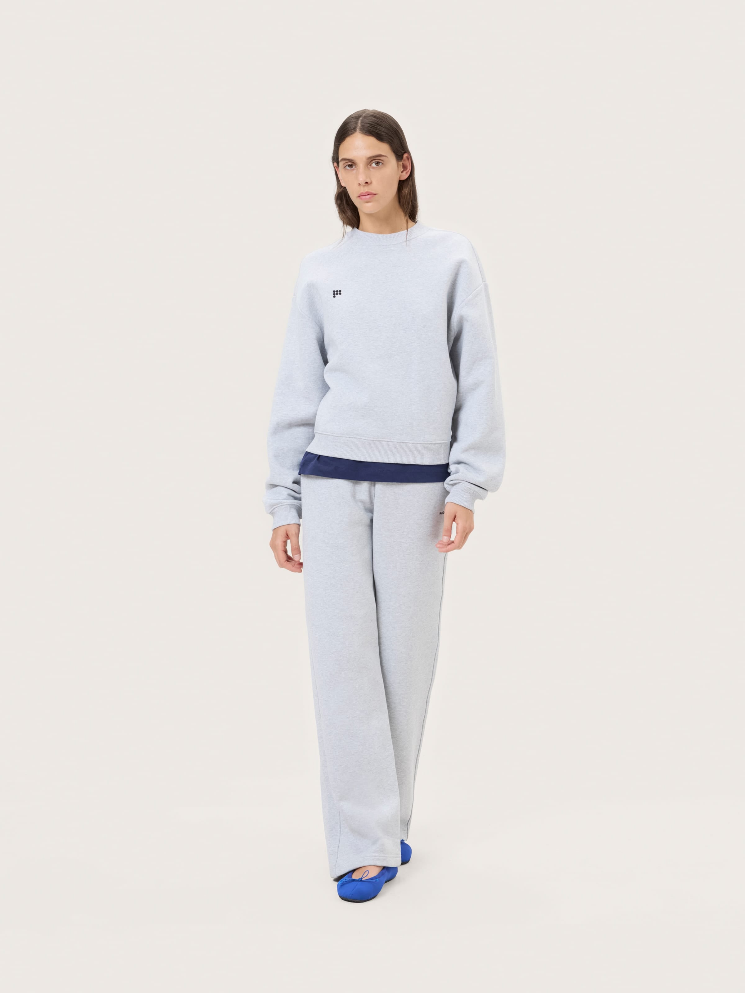 Womens Heavyweight Straight Leg Track Pants—Grey Marl