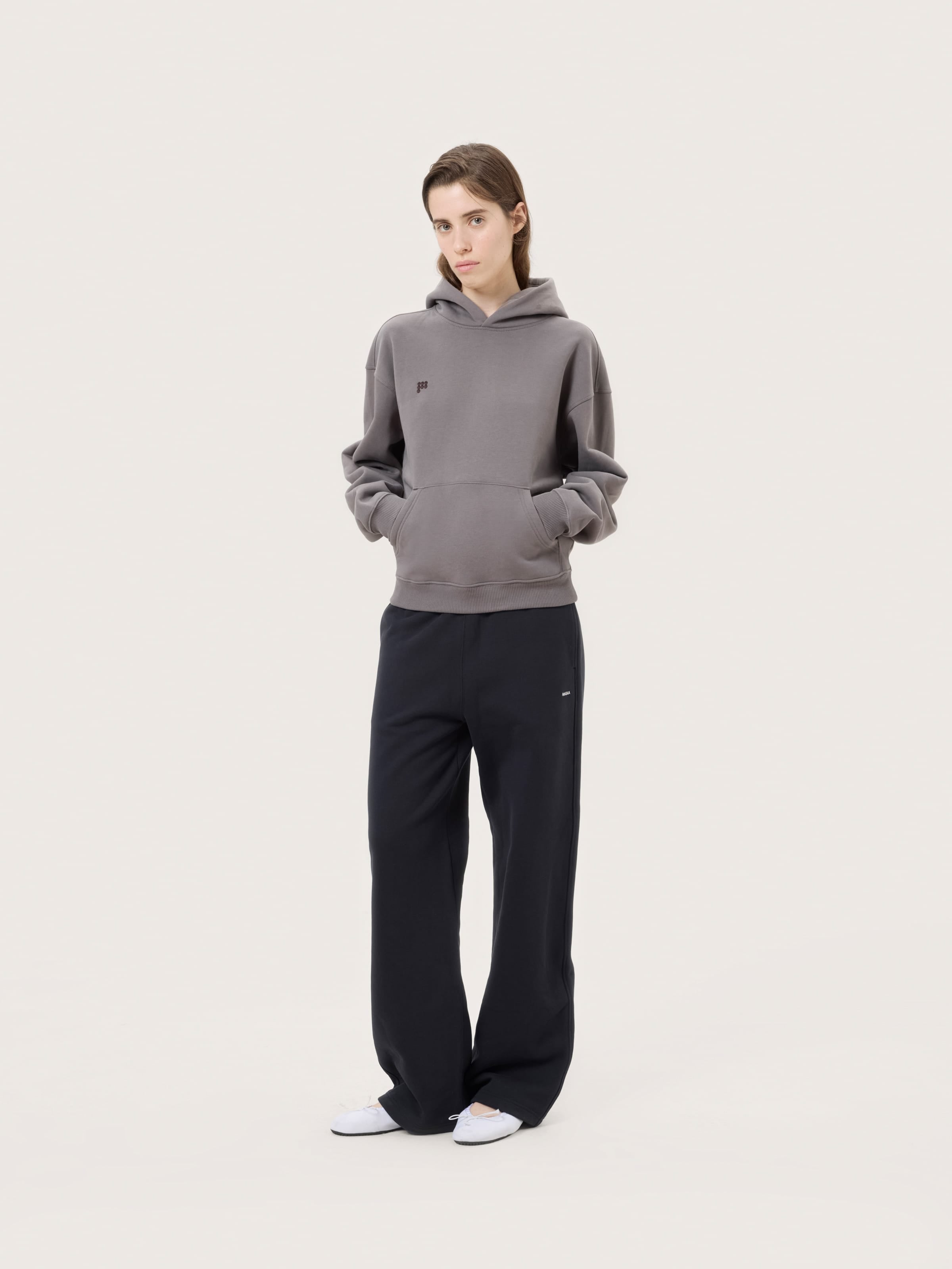 Womens Heavyweight Straight Leg Track Pants—Black