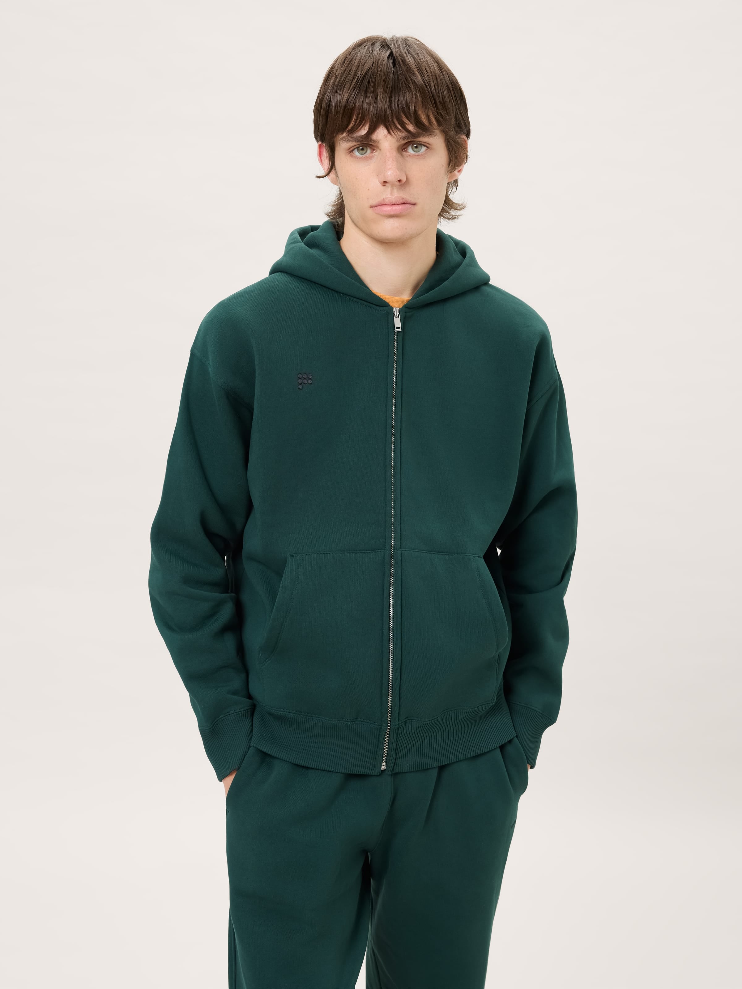 Mens Heavyweight Zip Up Hoodie—Depth Green