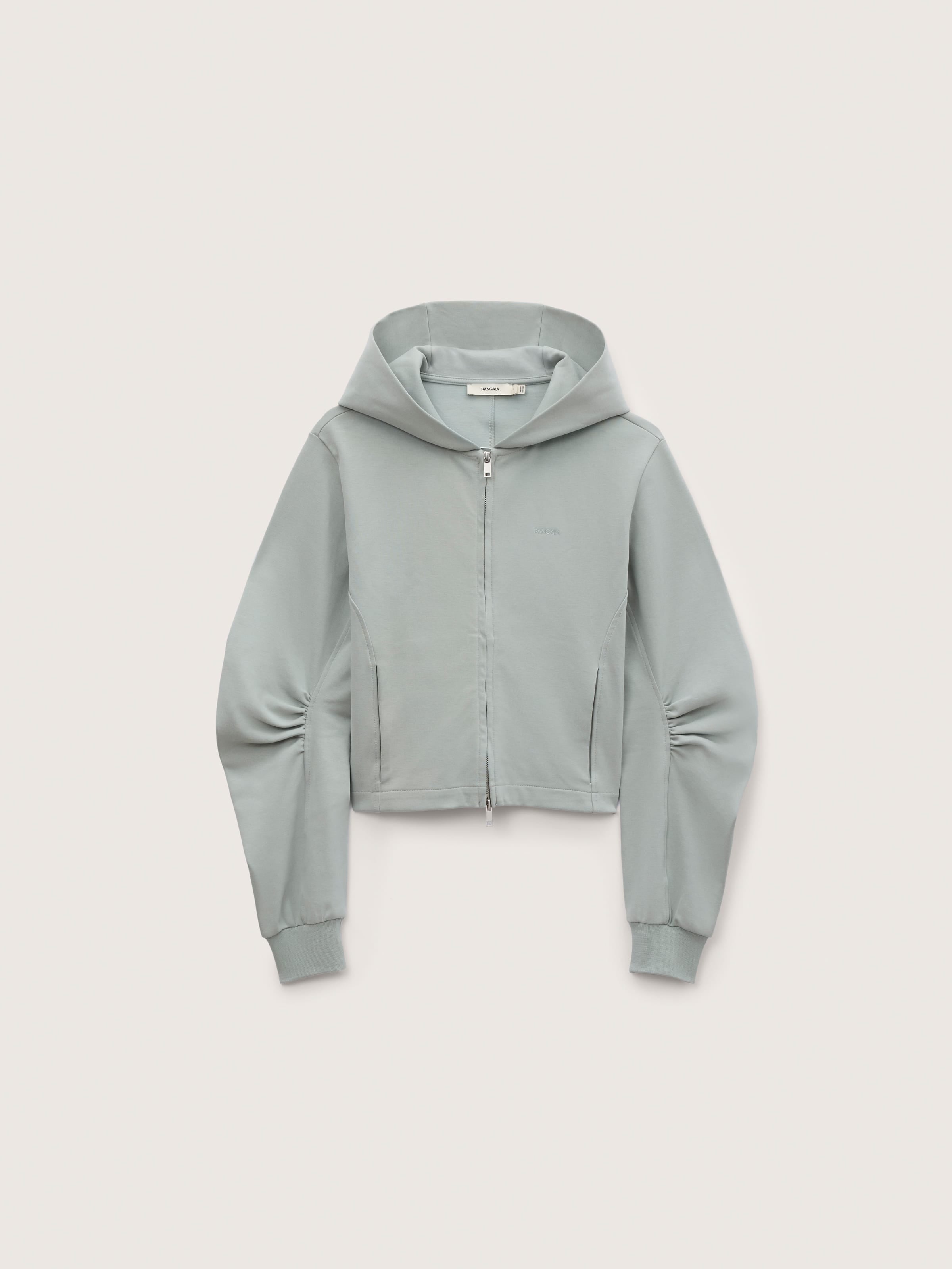 Womens Double Jersey Zip Up Hoodie—Silent Stone
