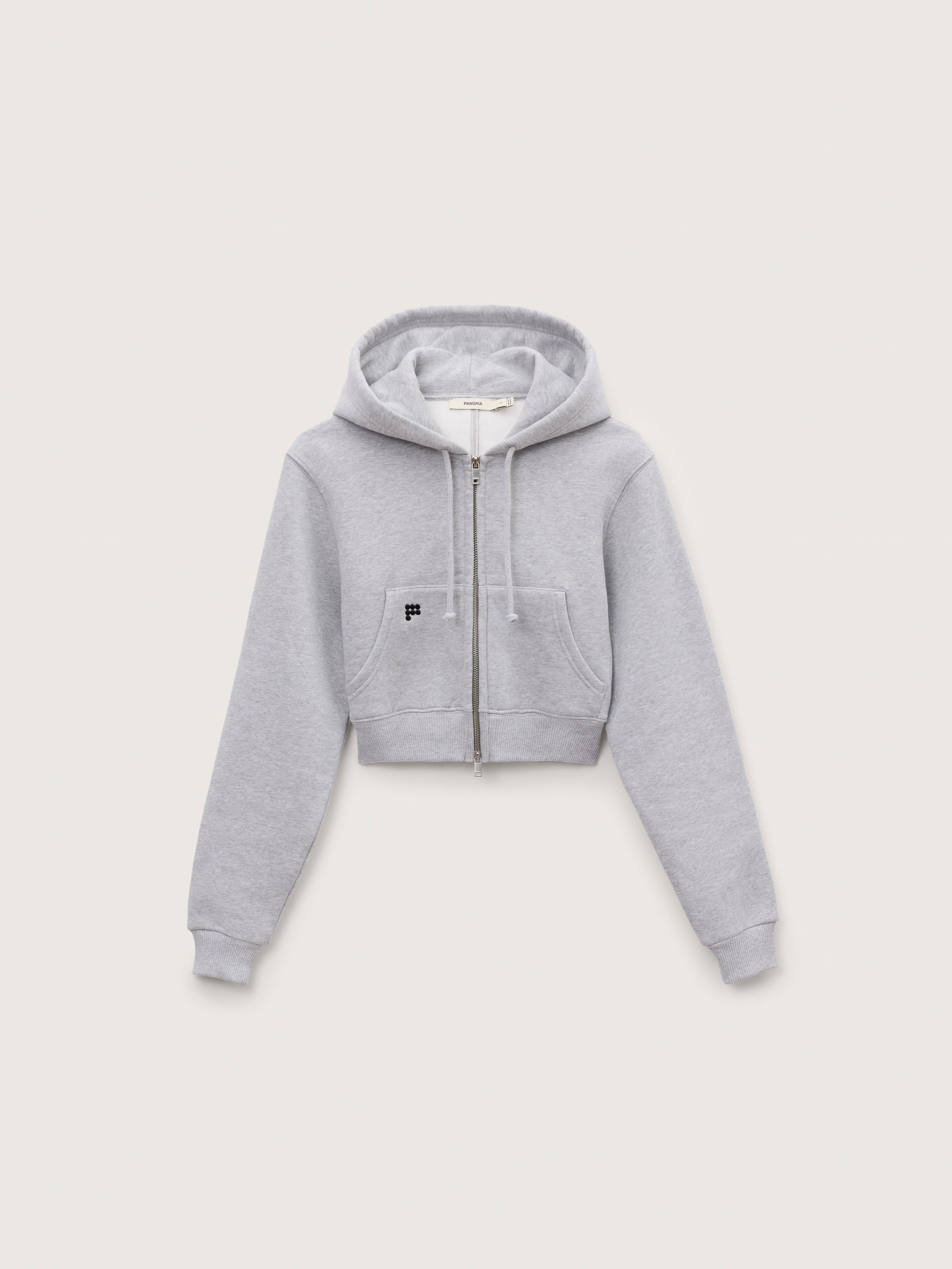 Womens Heavyweight Cropped Hoodie—Grey Marl