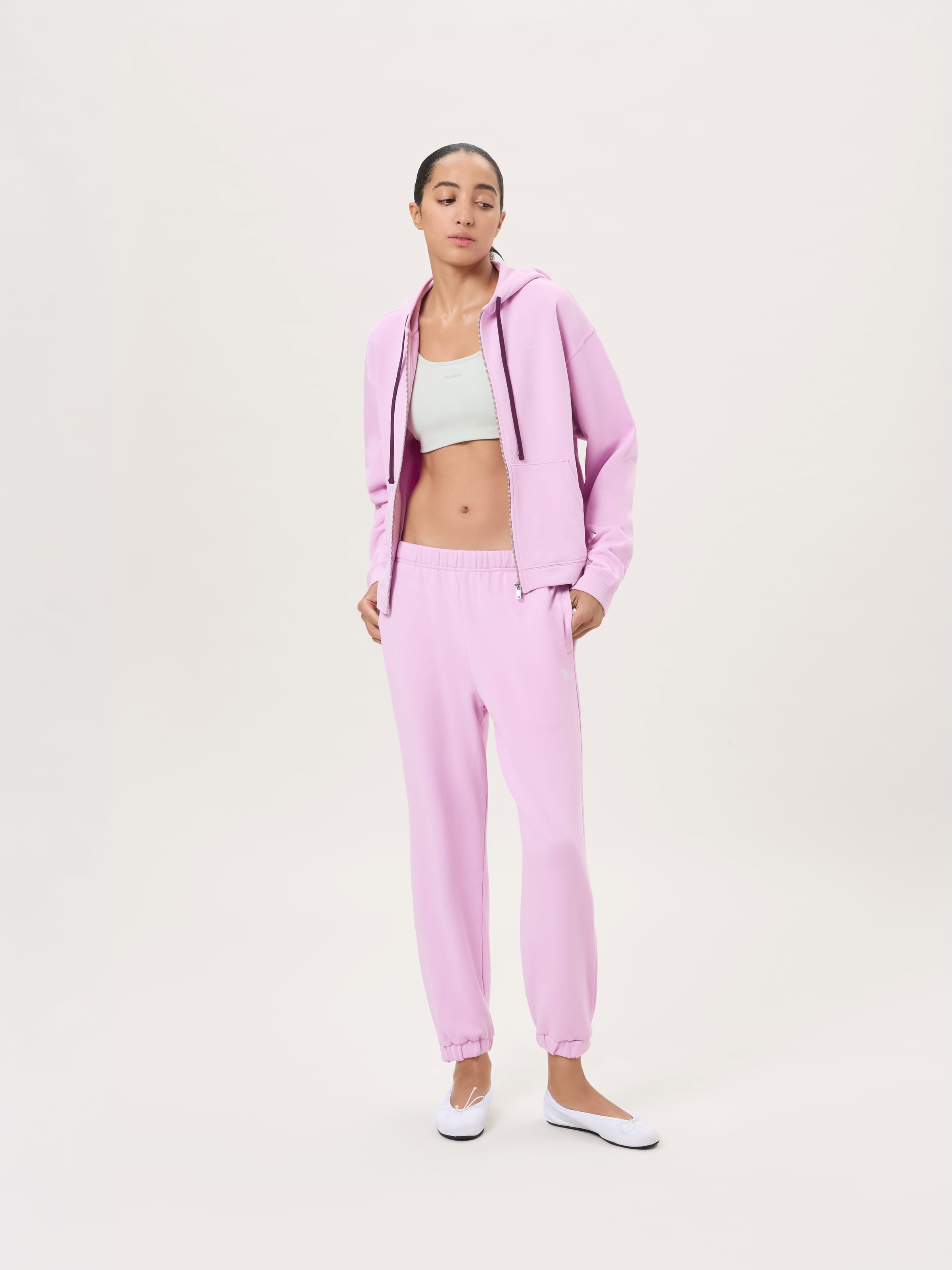 Womens Midweight Zip Up Hoodie—Blush Drift