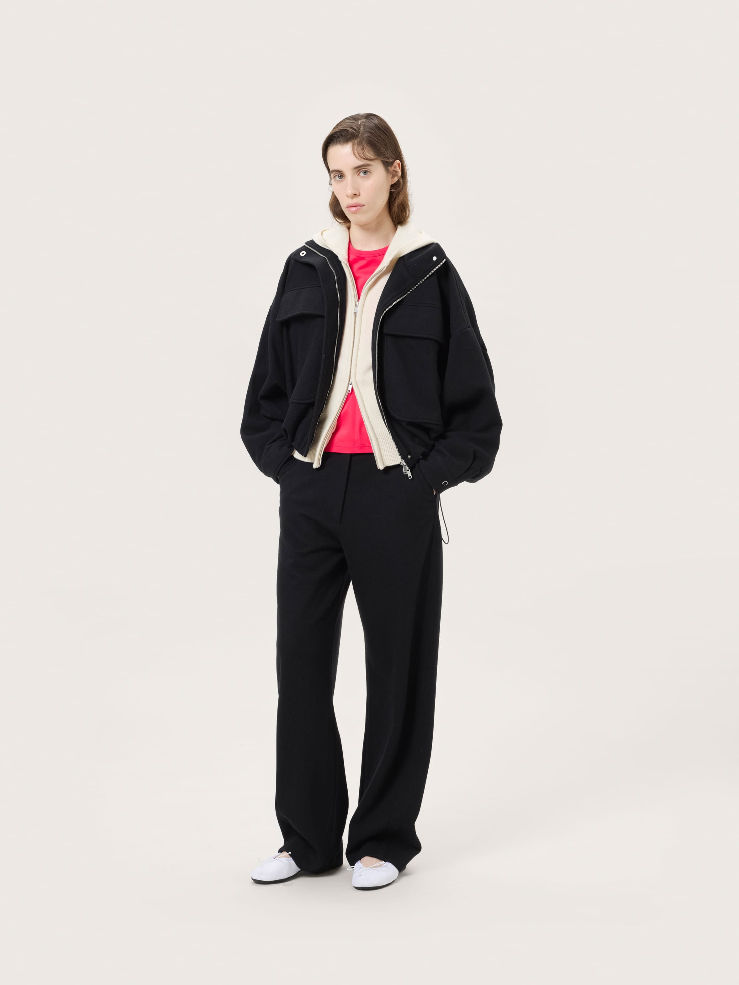 Womens Wool Jersey Trousers—Black