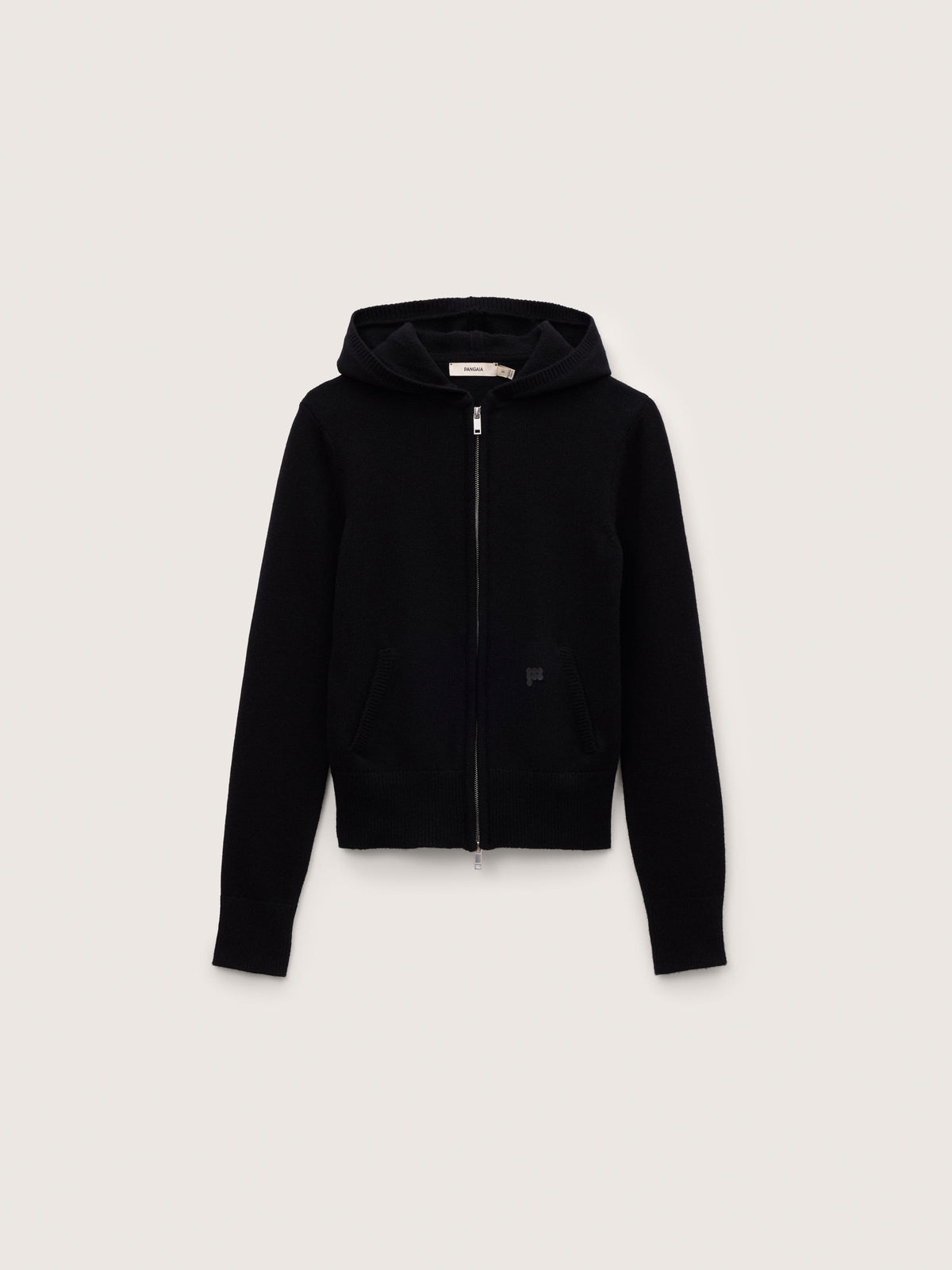 Womens Cashmere and Merino Wool Blend Zip Up Hoodie—Black