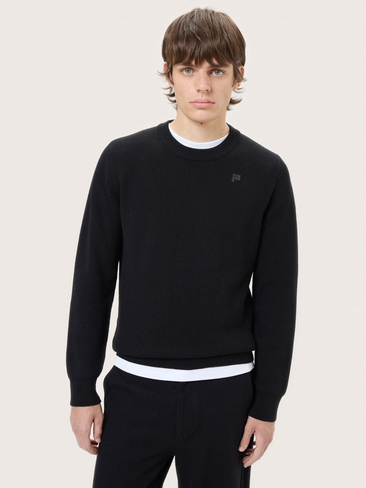 Mens Merino Wool Sweater—Black