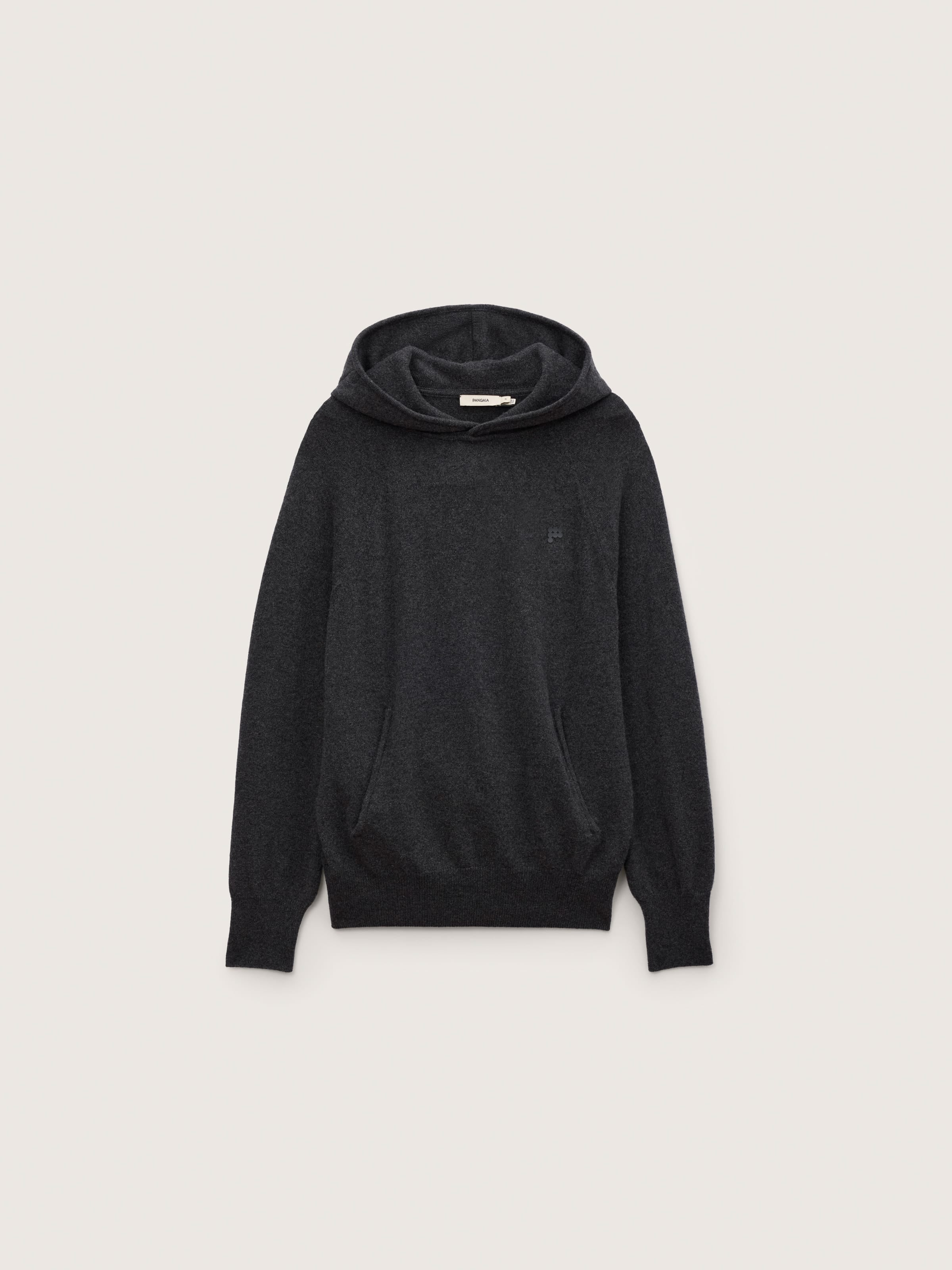 Mens Cashmere and Merino Wool Blend Hoodie—Dark Grey Marl