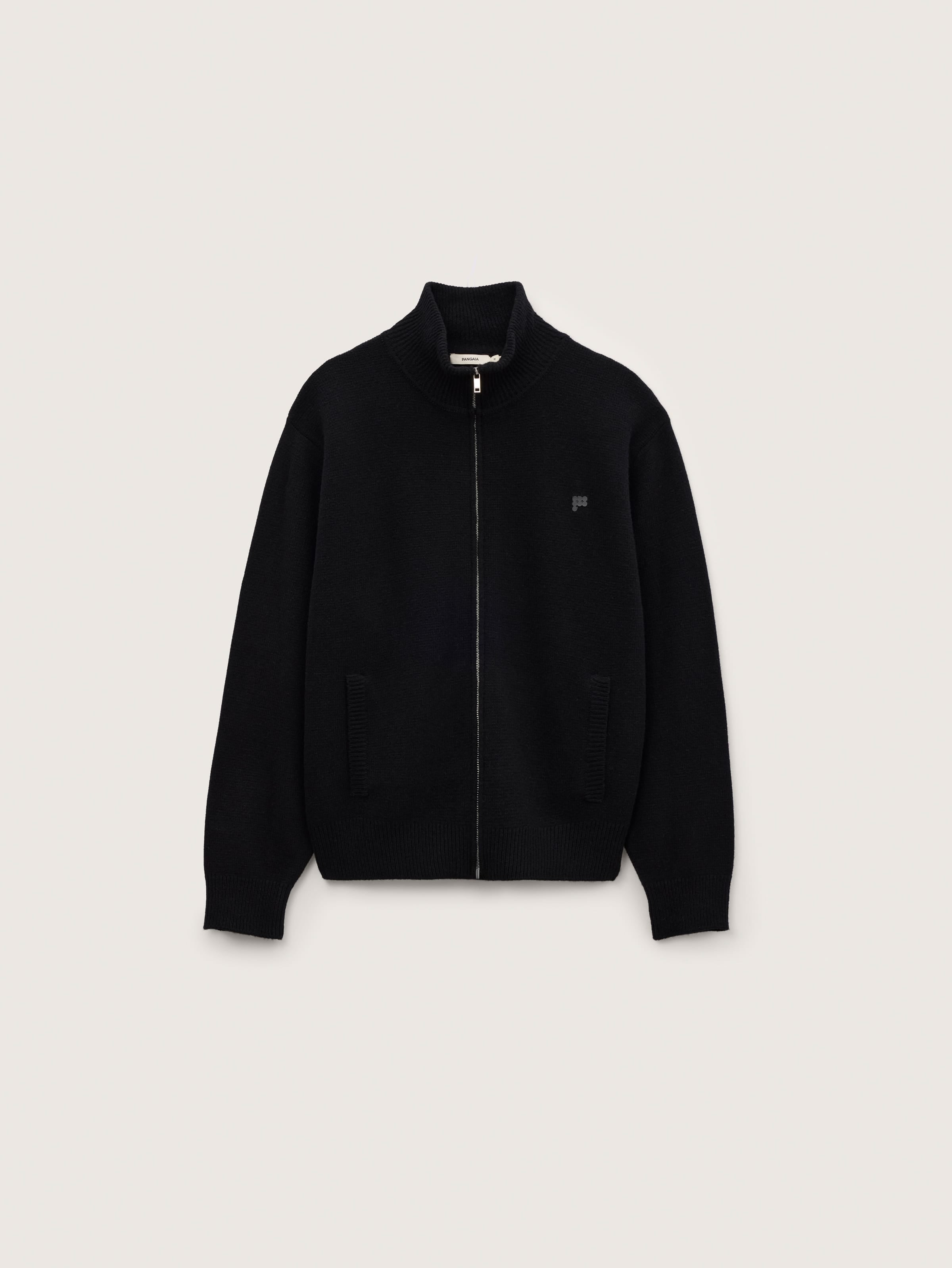 Mens Cashmere Zip Up Sweatshirt—Black