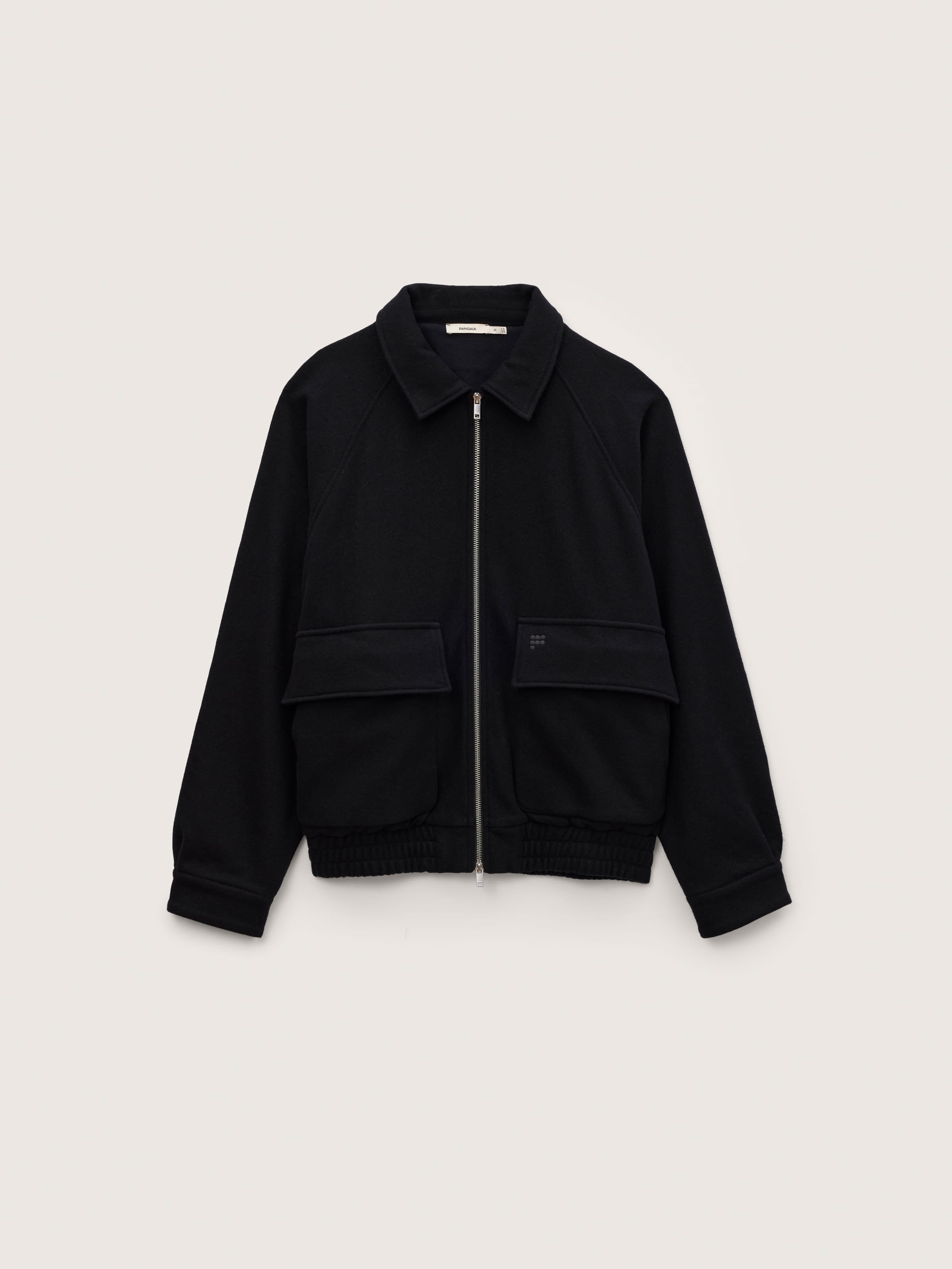 Mens Wool Jersey ZIp Up Jacket—Black