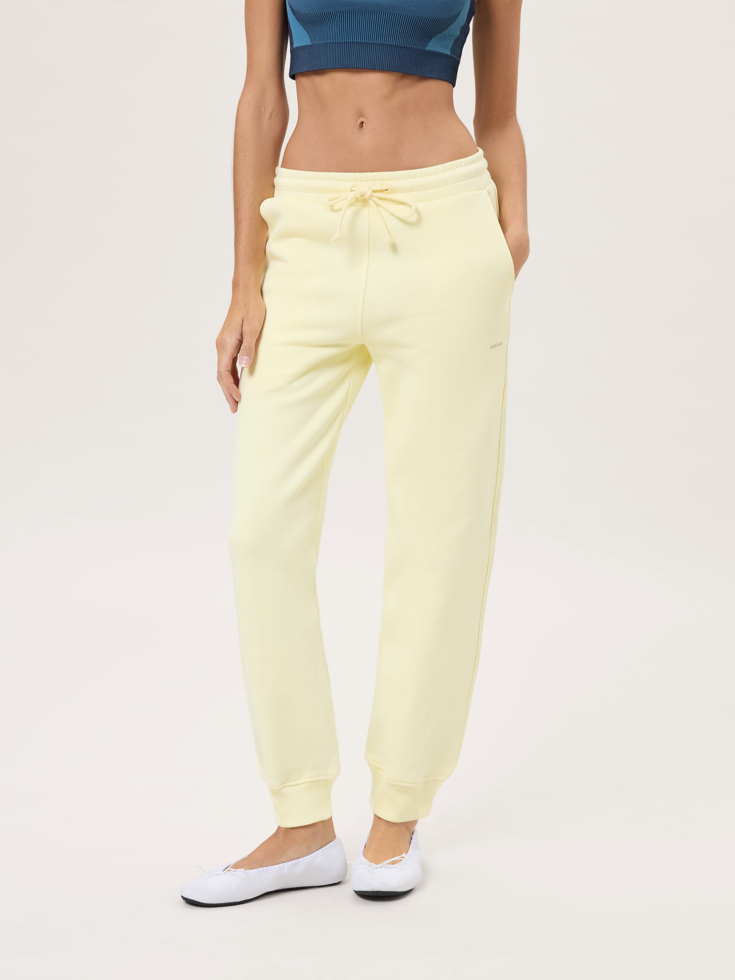 Womens Heavyweight Drawstring Track Pants—Light Yellow