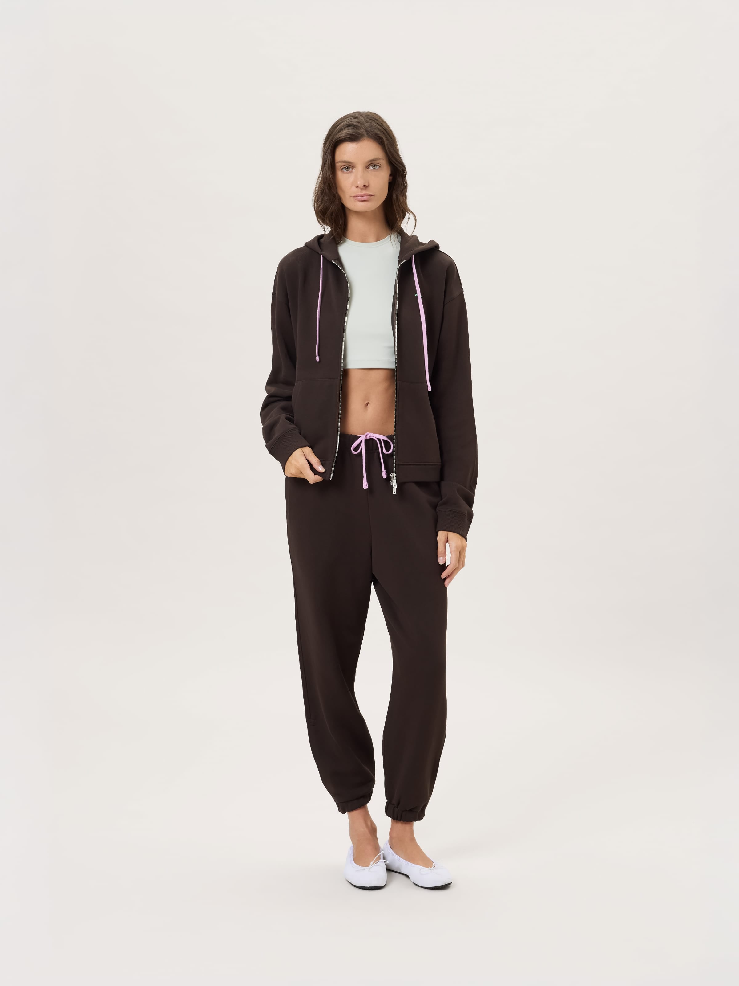 Womens Midweight Logo Track Pants—Obsidian Core