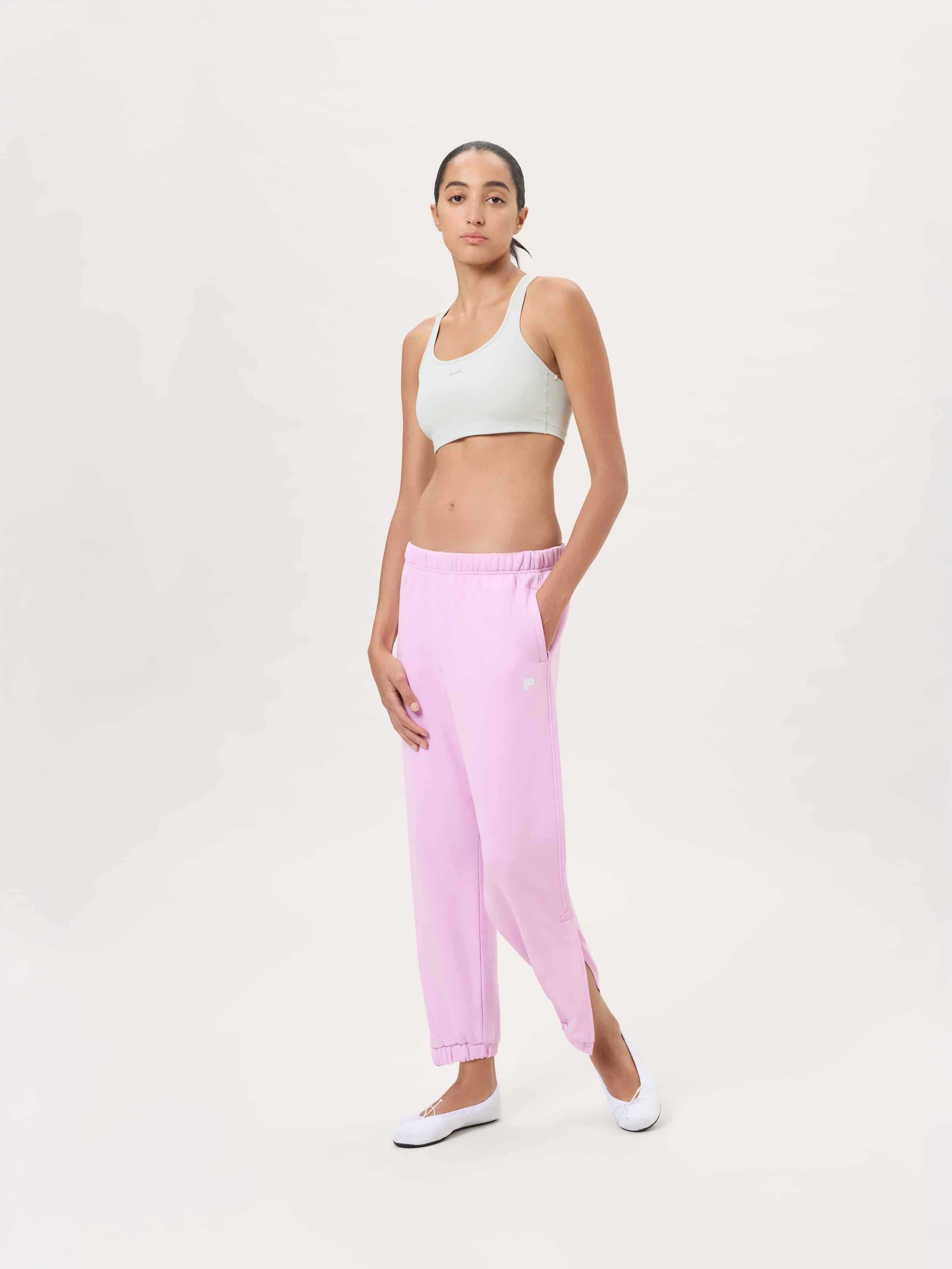 Womens Midweight Logo Track Pants—Blush Drift