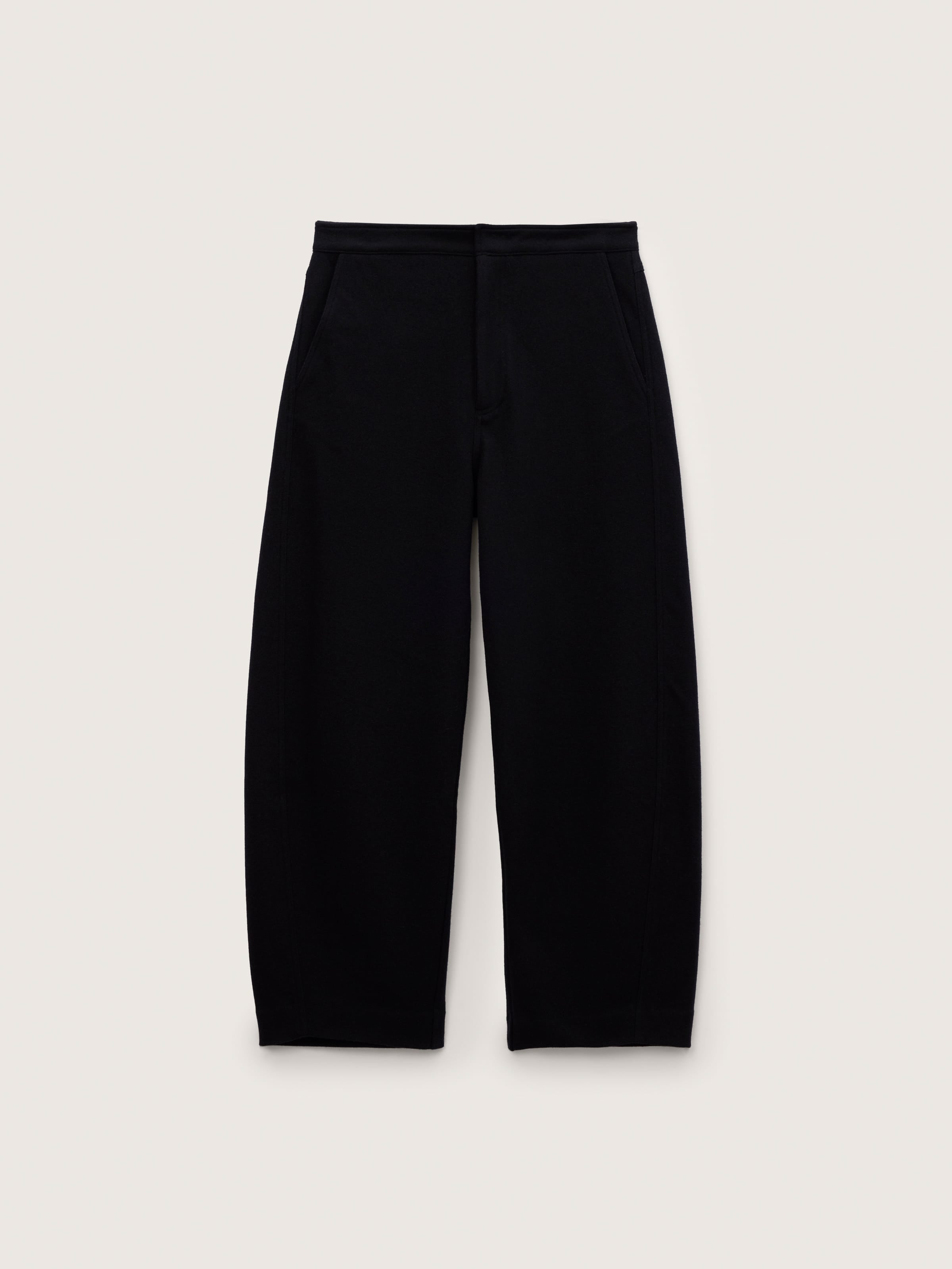 Mens Wool Jersey Trousers—Black