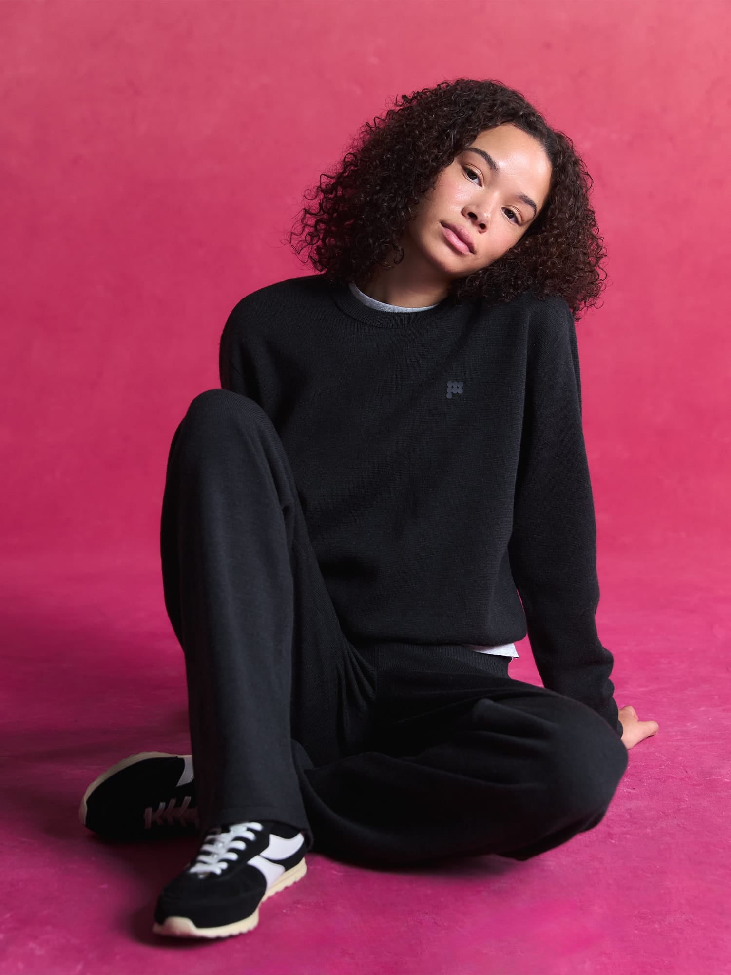 Womens Merino Wool Sweater—Smoked Black