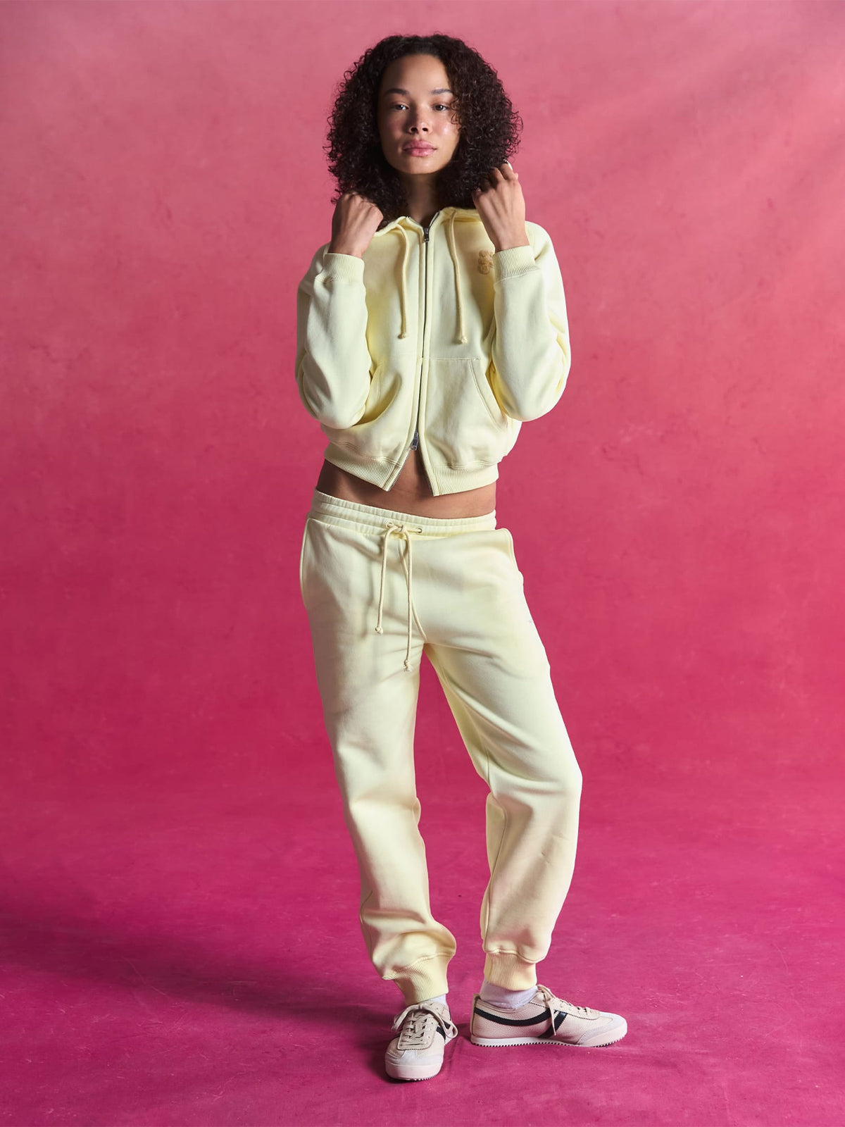 Womens Heavyweight Drawstring Track Pants—Light Yellow