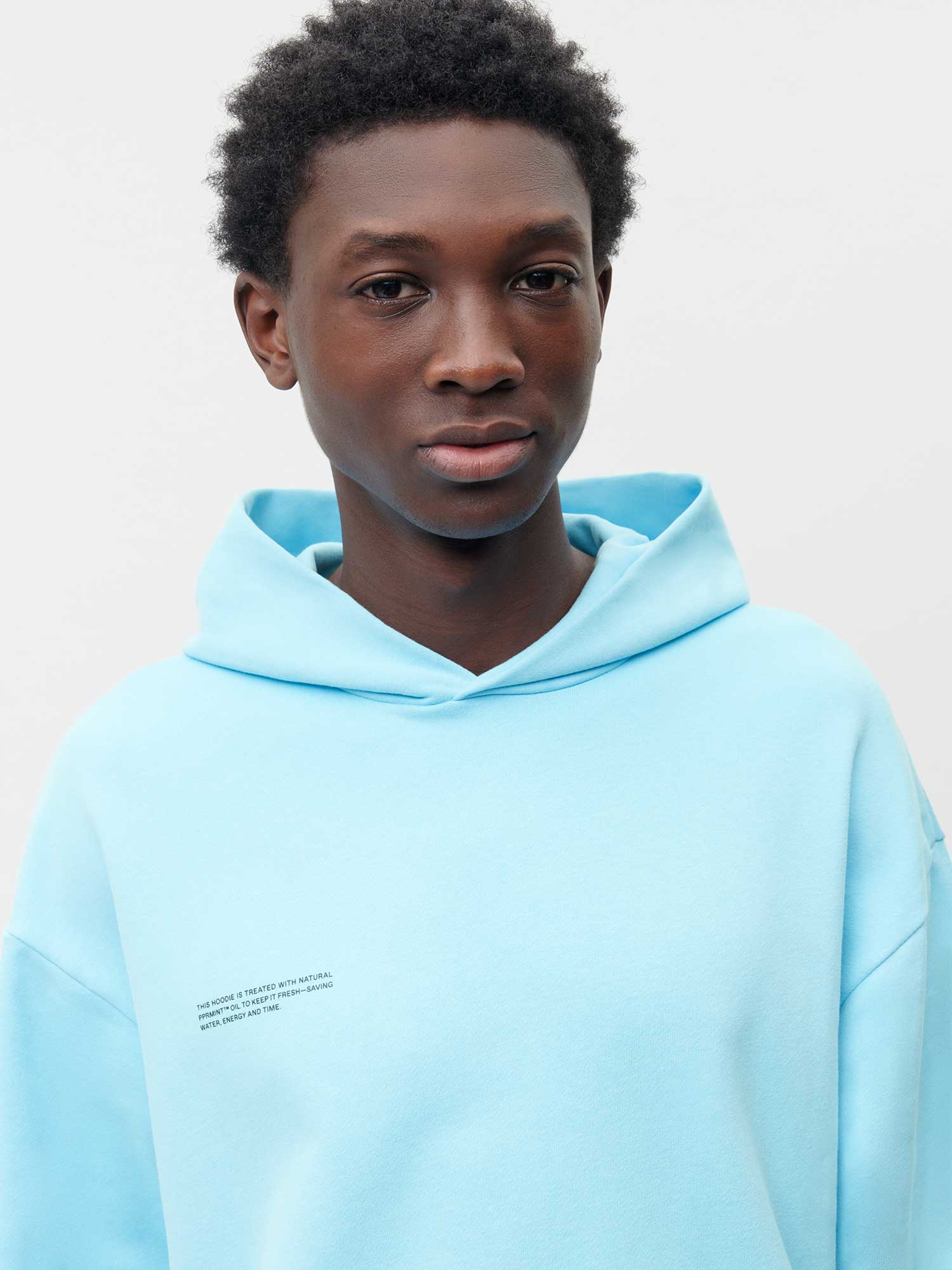 Light blue cotton online hoodie