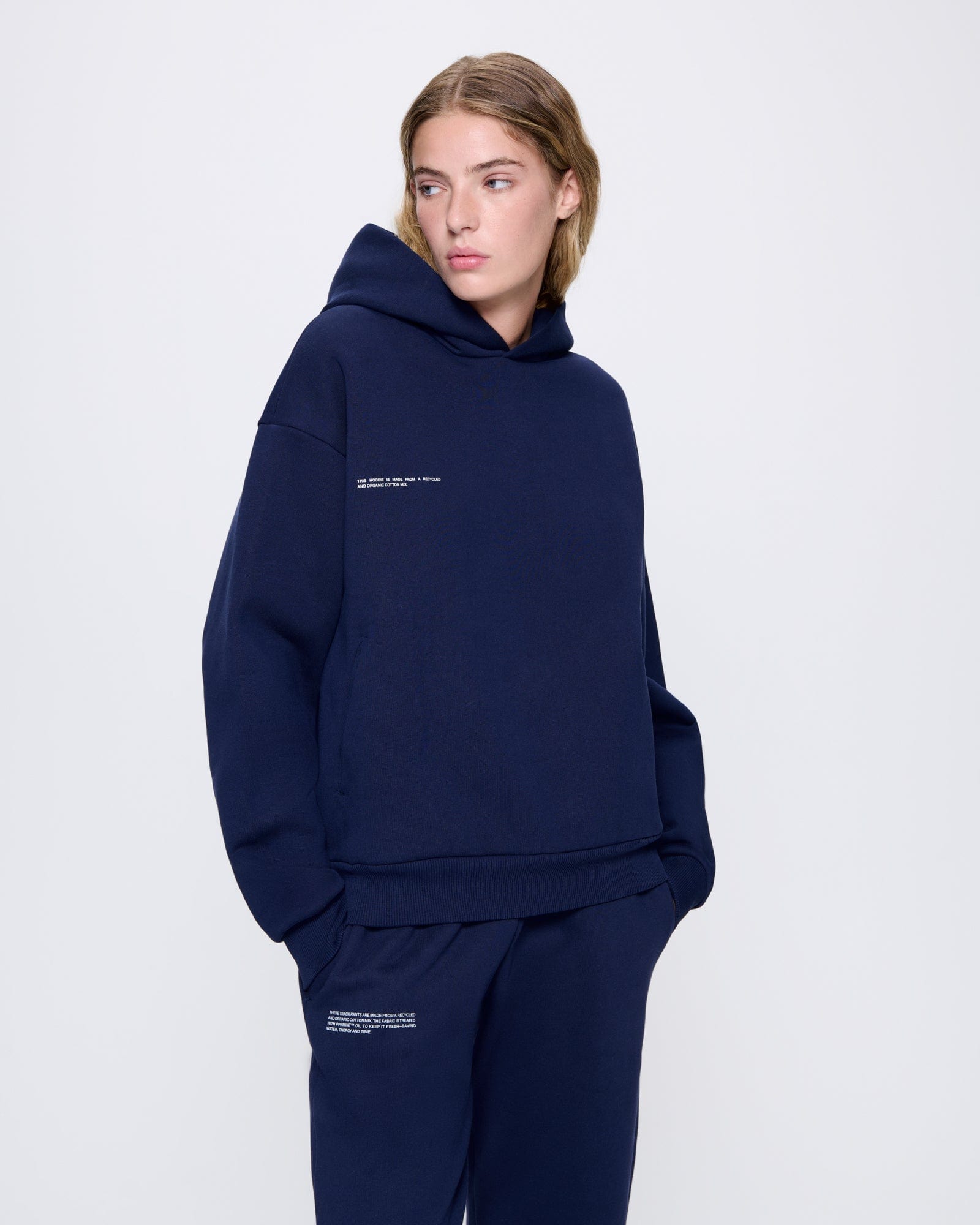 Womens Navy 365 Heavyweight Hoodie | Designer Hoodies | PANGAIA