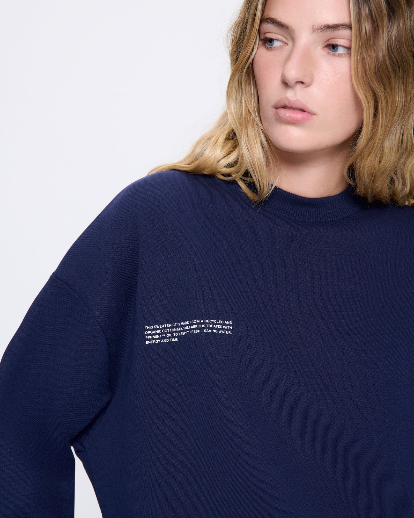 Womens Navy 365 Midweight Sweatshirt | Luxury Sweatshirts | PANGAIA