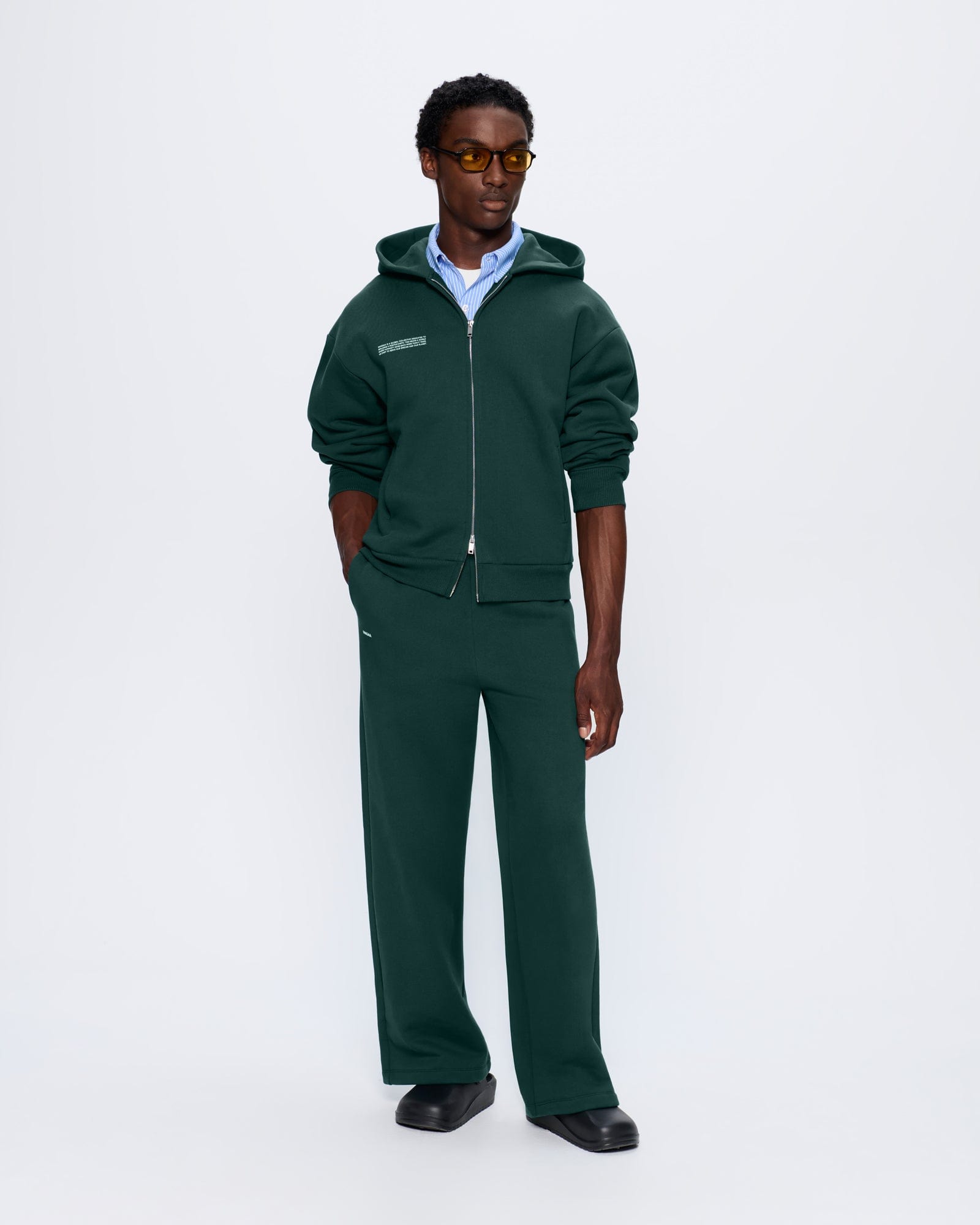 Mens 365 Heavyweight Two-Way Zip-Through Hoodie—Foliage Green