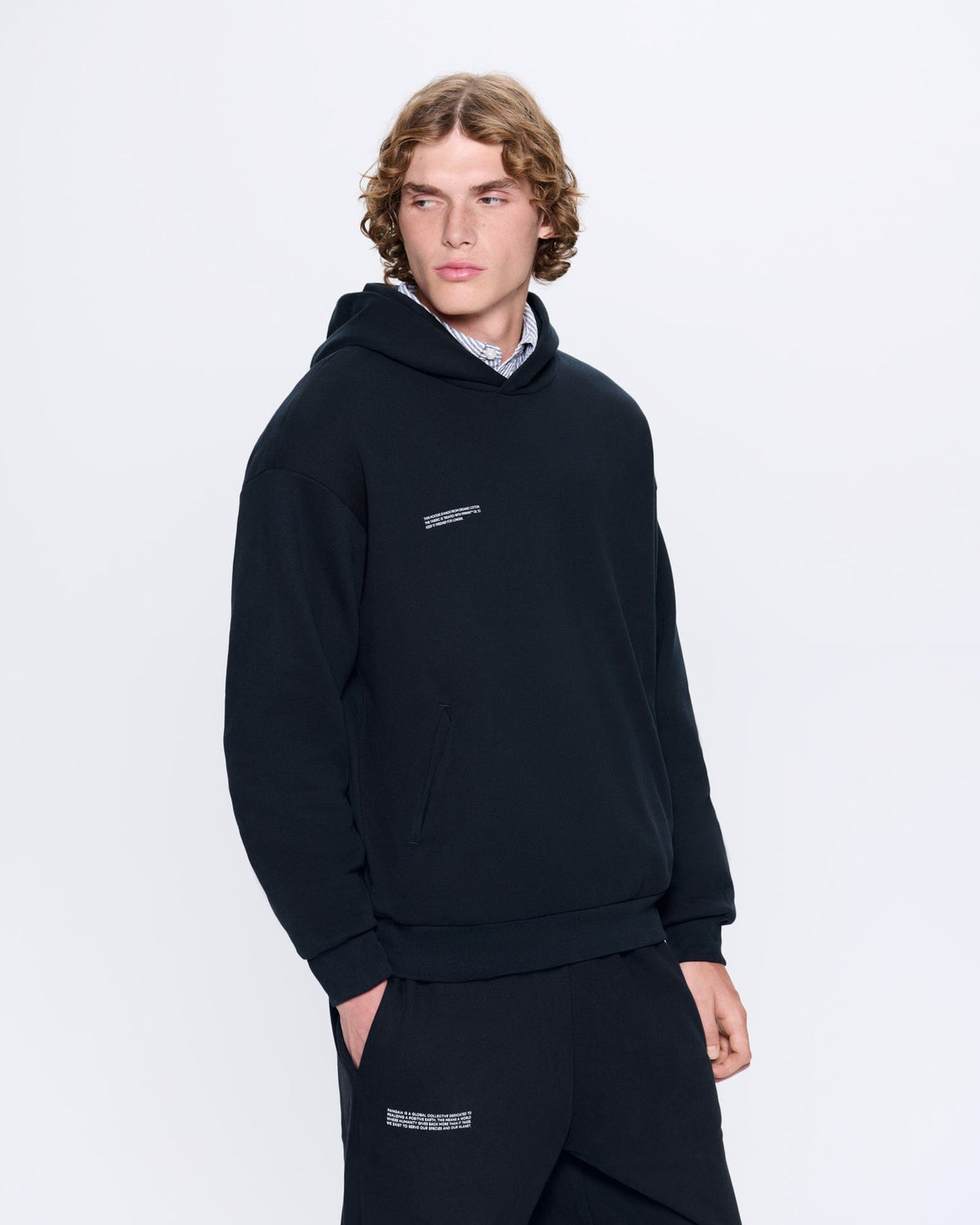 Mens Black 365 Midweight Hoodie | Luxury Hodies | PANGAIA