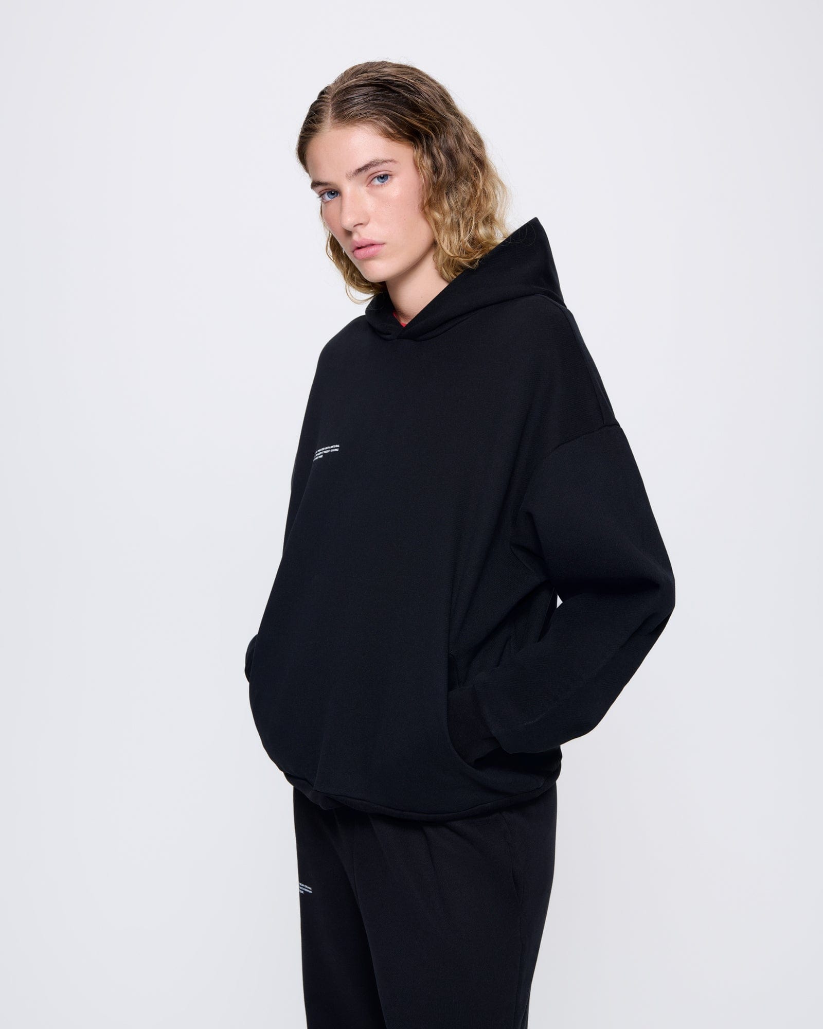 Womens Black 365 Midweight Hoodie | Luxury Hodies | PANGAIA