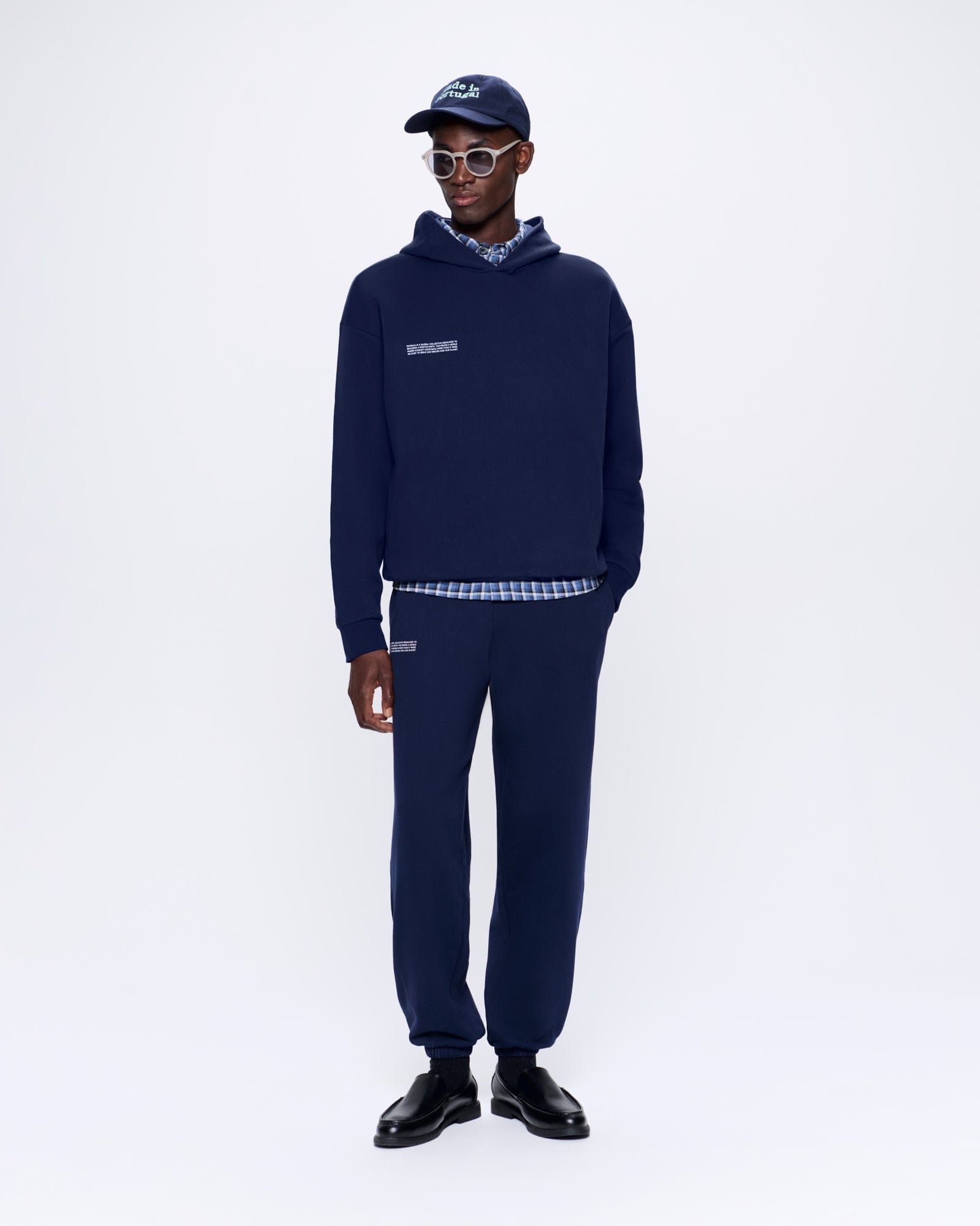 Mens Navy 365 Midweight Hoodie | Luxury Hodies | PANGAIA