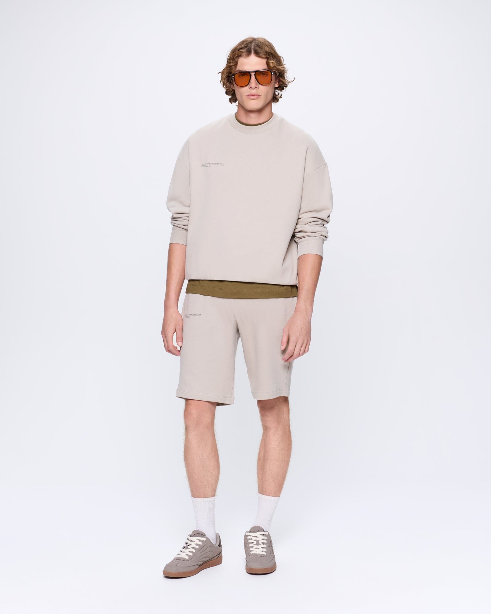 Mens 365 T-shirt and Long Shorts Set—Stone