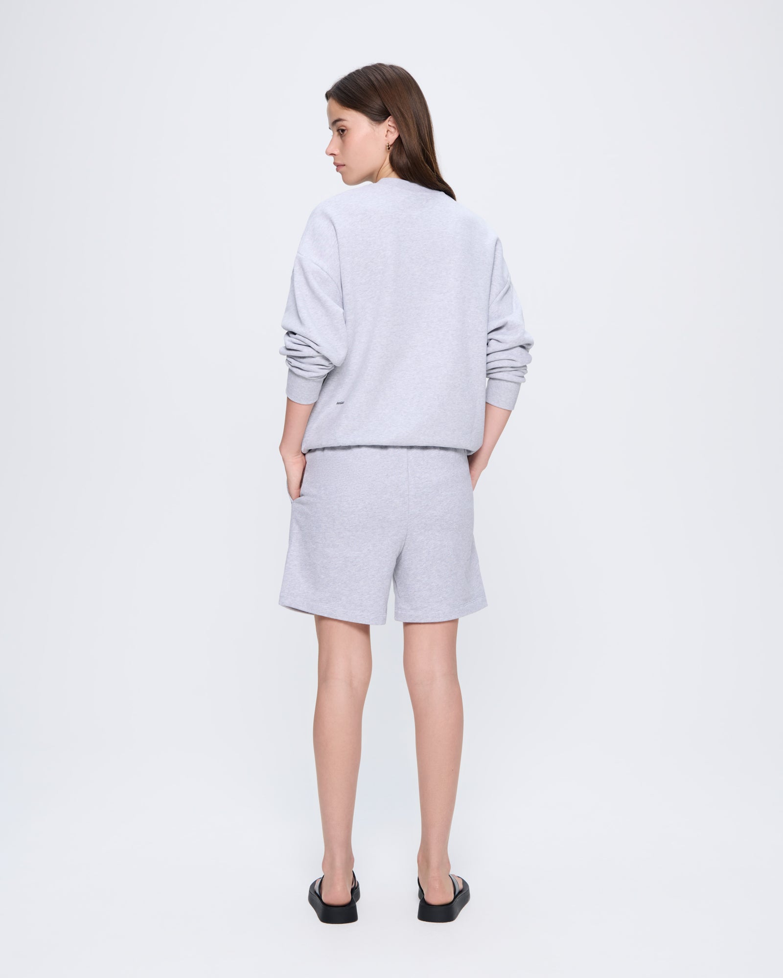 Womens Grey 365 Midweight Mid Length Shorts | PANGAIA