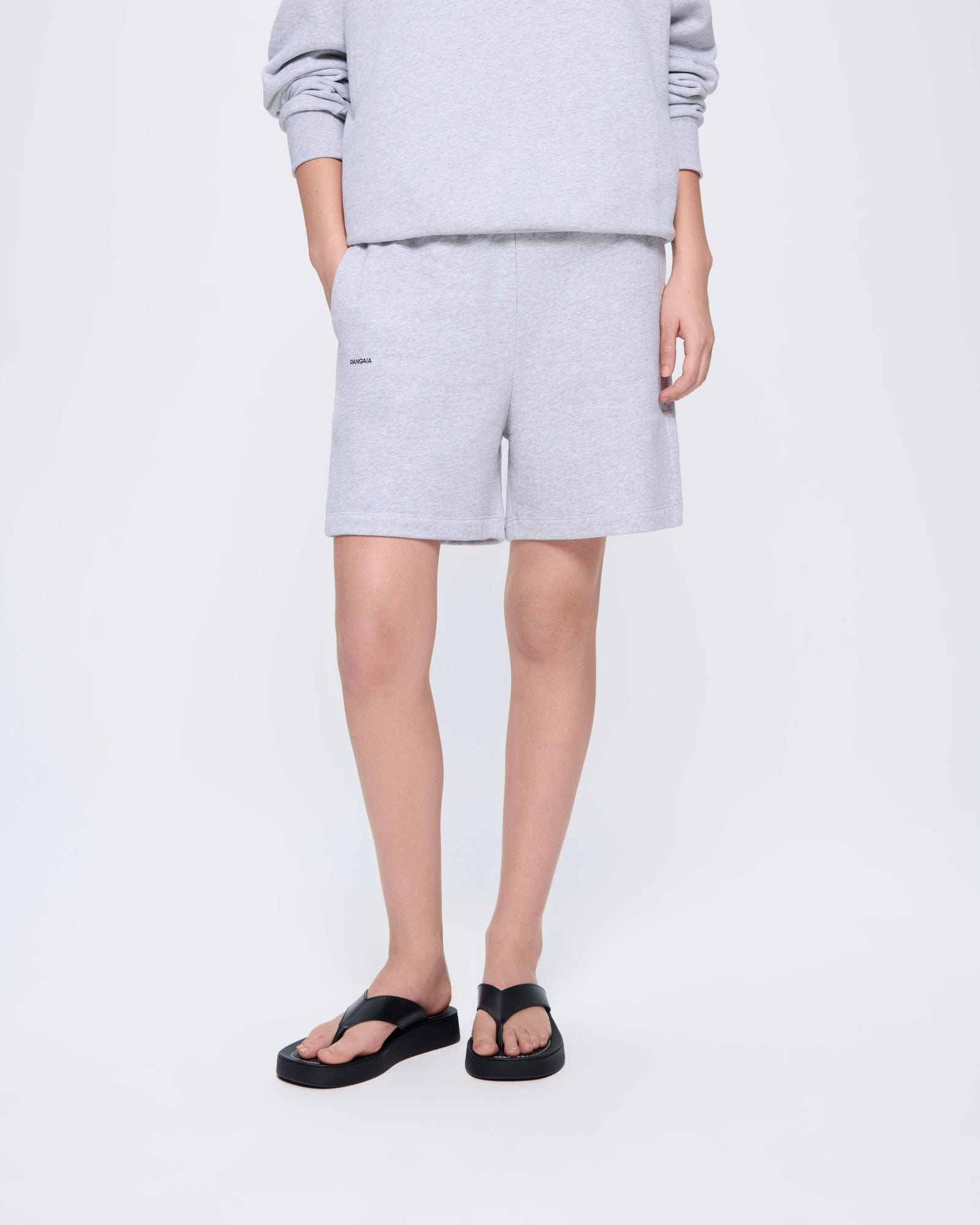 Womens Grey 365 Midweight Mid Length Shorts | PANGAIA