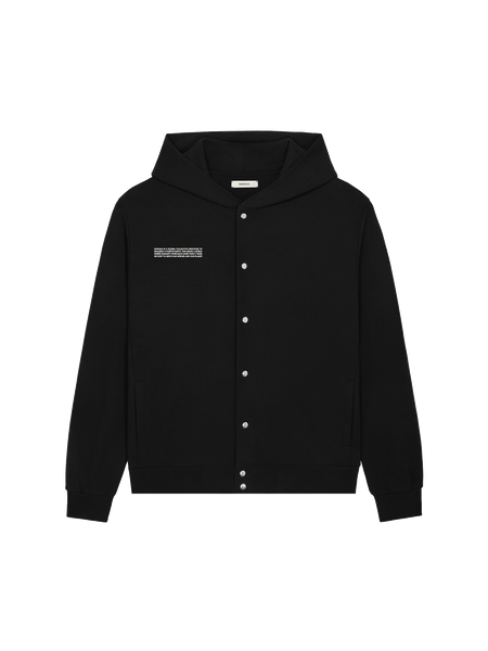 黒　S button knit hoodie 365_Midweight_Snap_Button_Hood