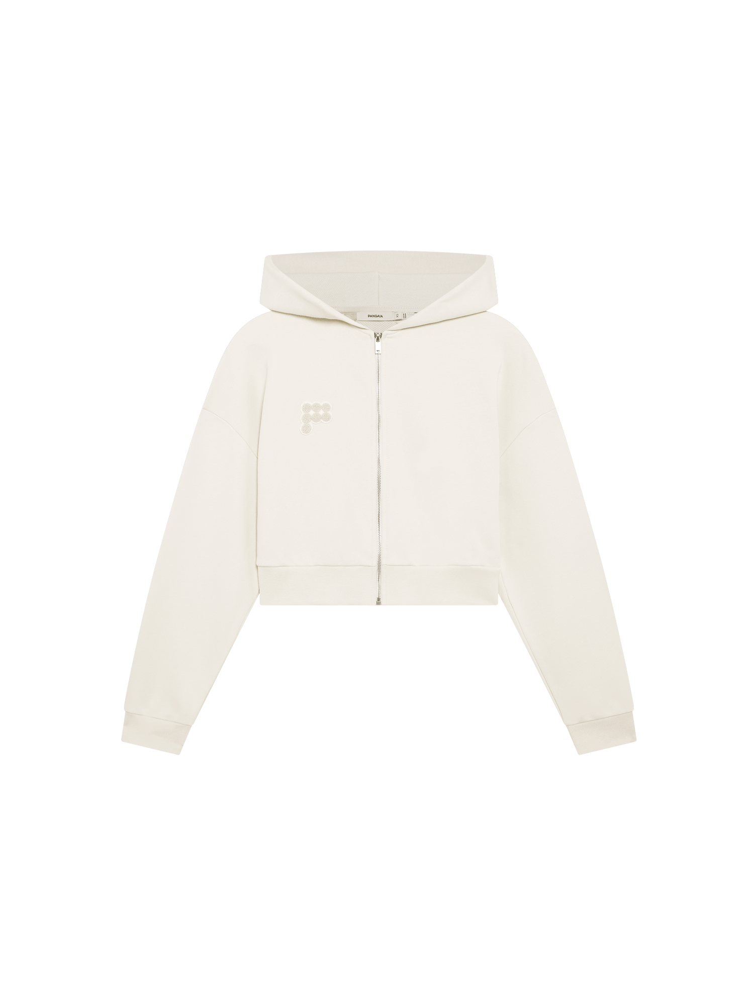 Womens Cropped Zip Up Hoodie—Bone White Womens Cropped Zip Up Hoodie—Bone White