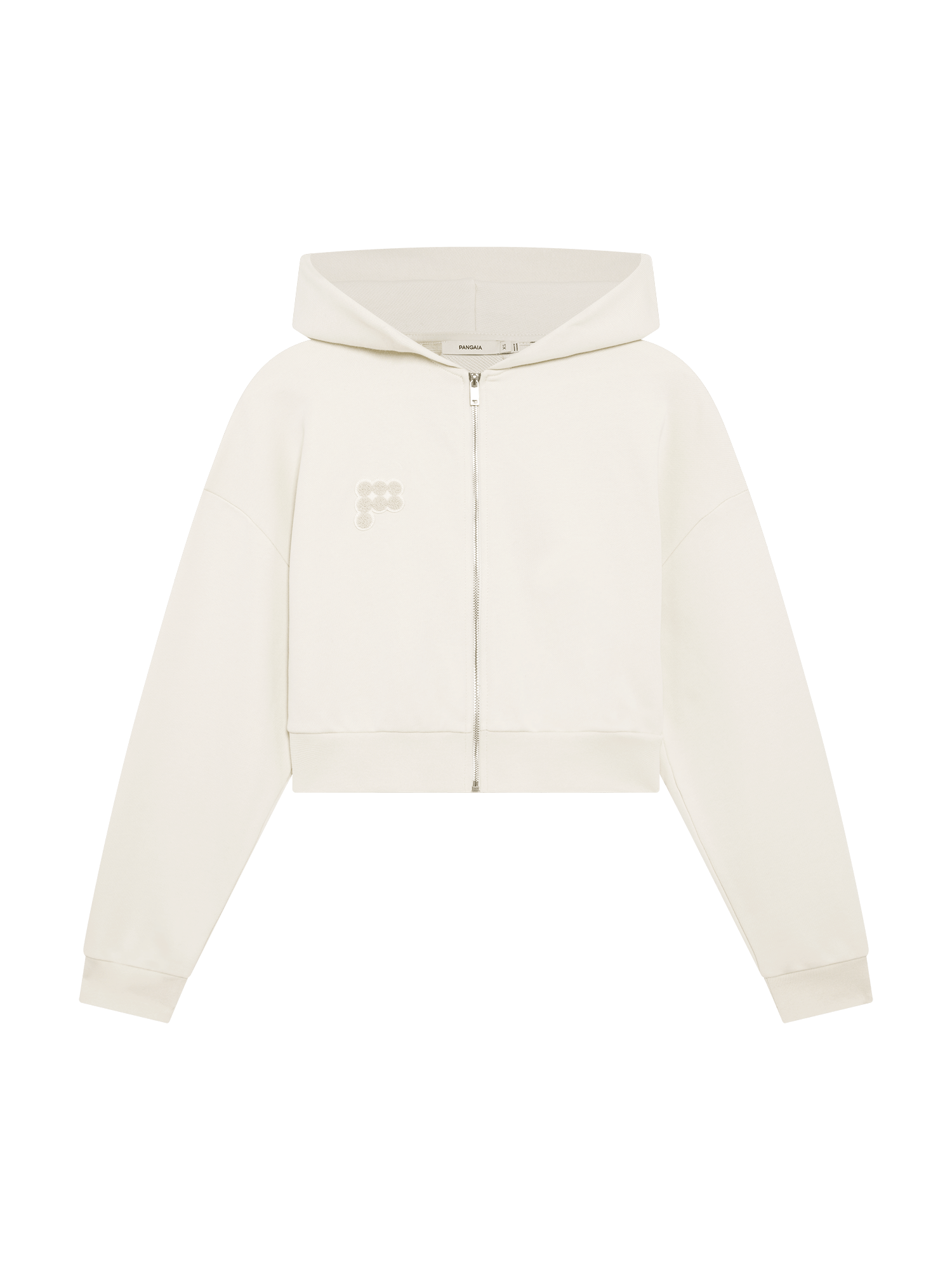 Womens Cropped Zip Up Hoodie—Bone White