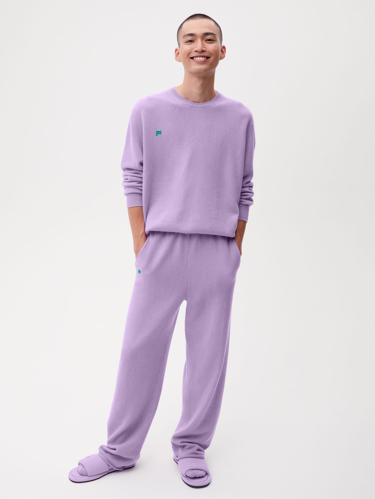 Cashmere Loose Pants Orchid Purple Male