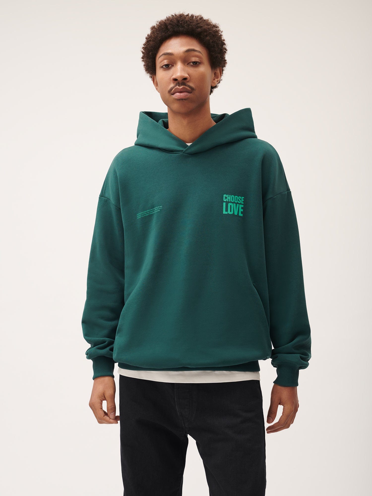 Green Choose Love Heavyweight Hoodie | Pangaia