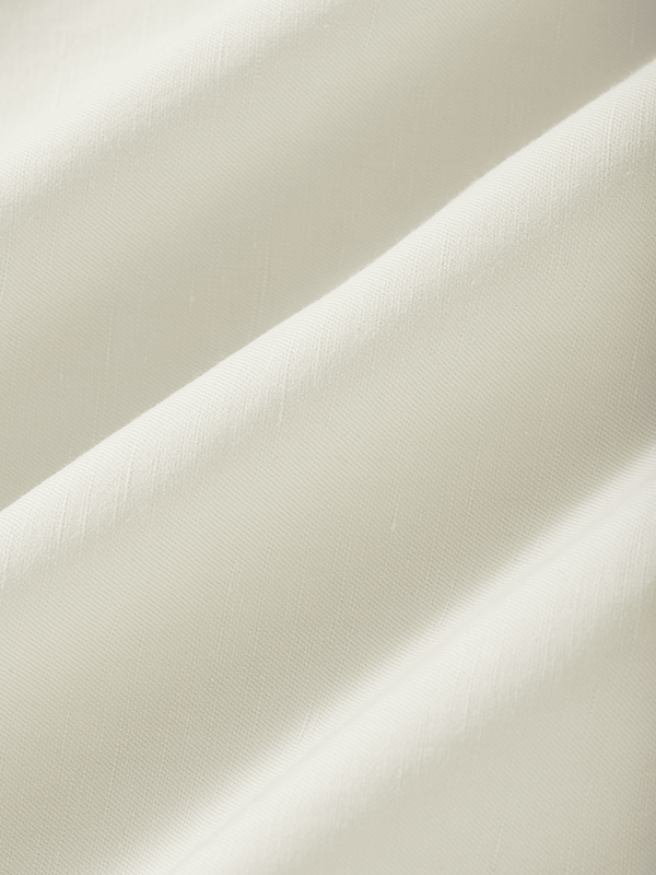 Organic Cotton Linen Mandarin Collar Long-sleeve Shirt - Limestone ...
