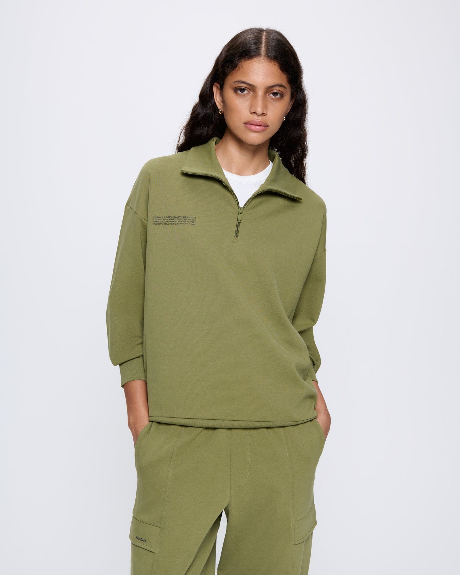 Womens DNA Double Jersey Half Zip Sweatshirt—highland green