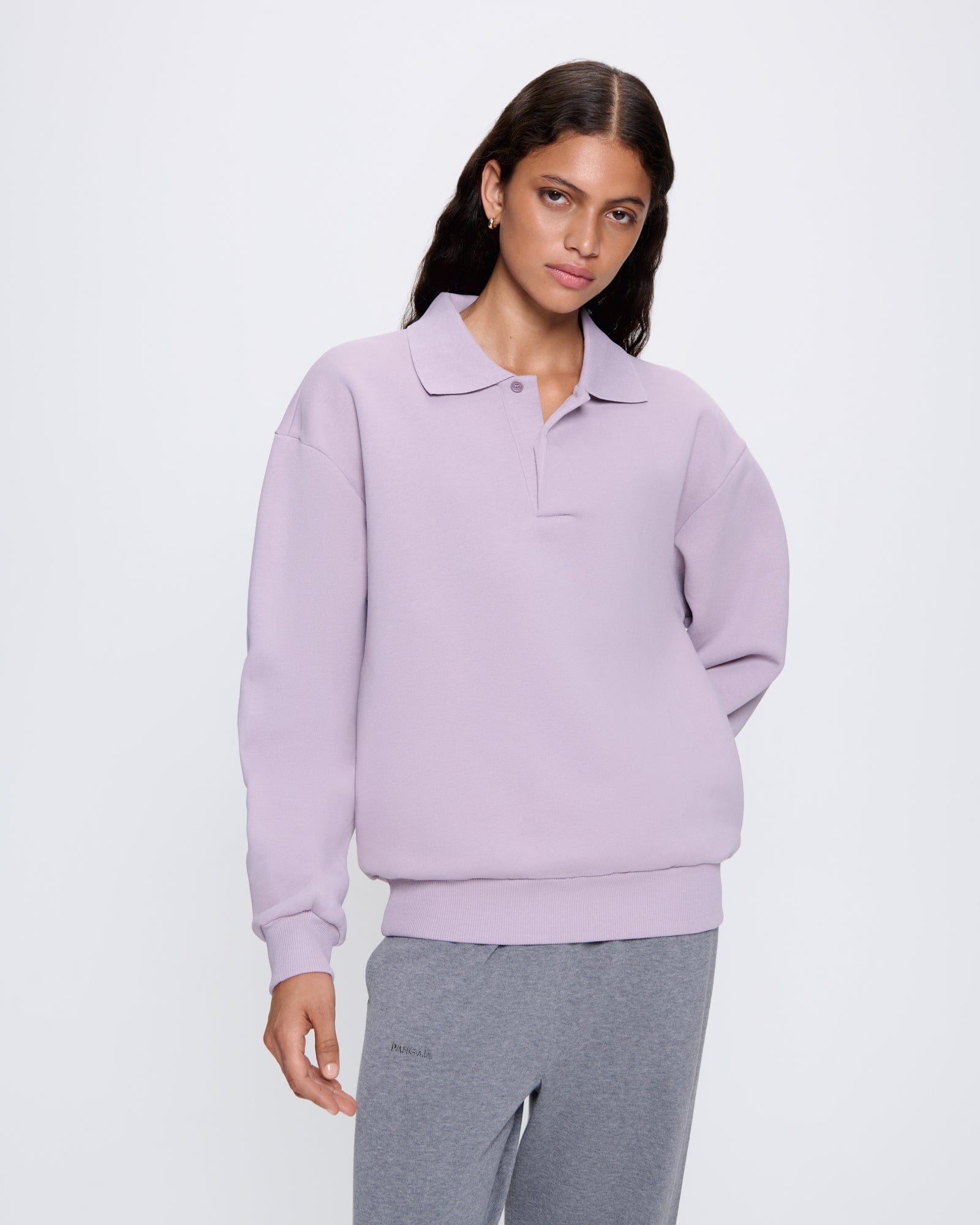 Womens Purple DNA Heavyweight Polo Sweatshirt PANGAIA