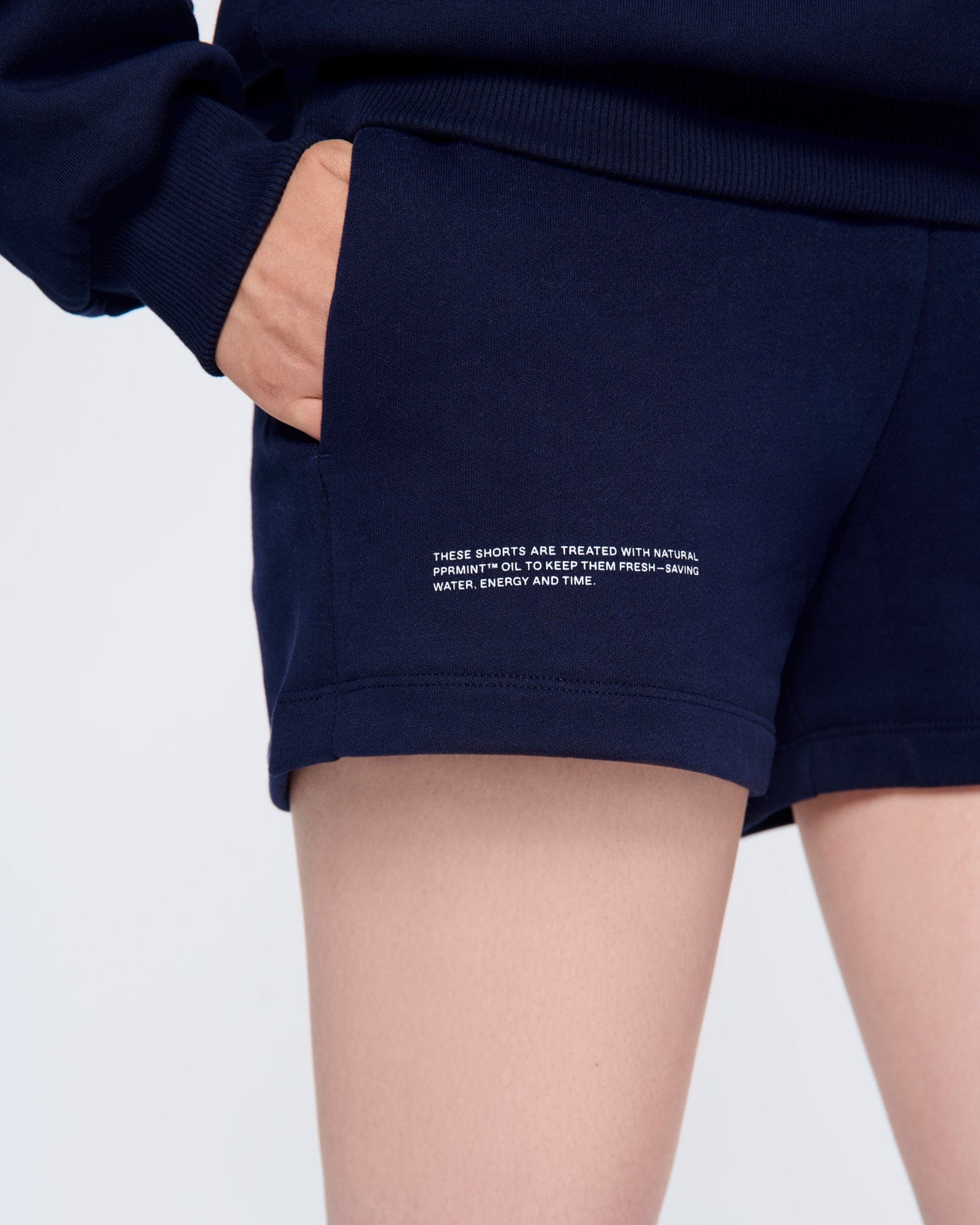 Womens Navy 365 Midweight Shorts | Designer Shorts | PANGAIA