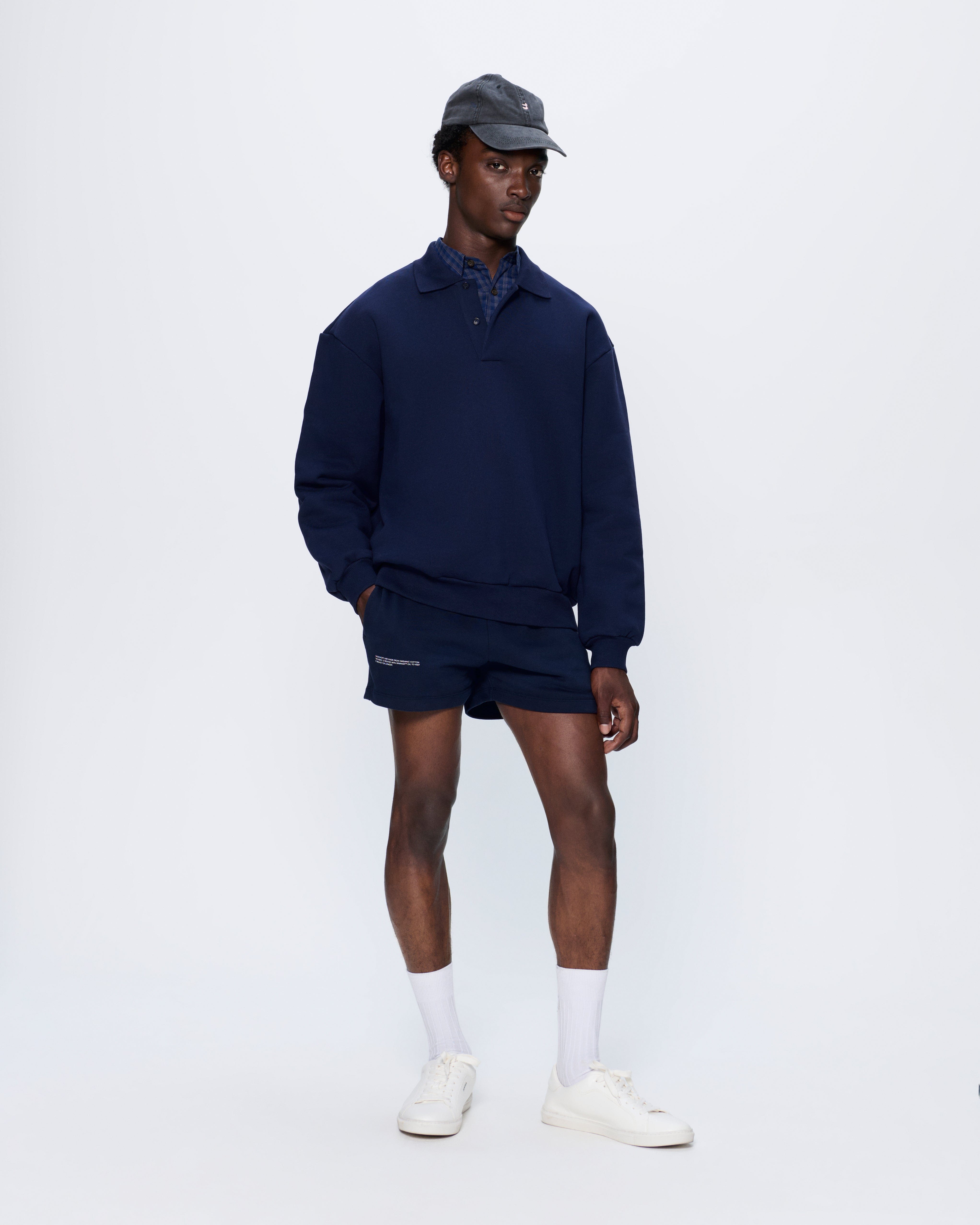 Mens Navy DNA Heavyweight Polo Sweatshirt PANGAIA1