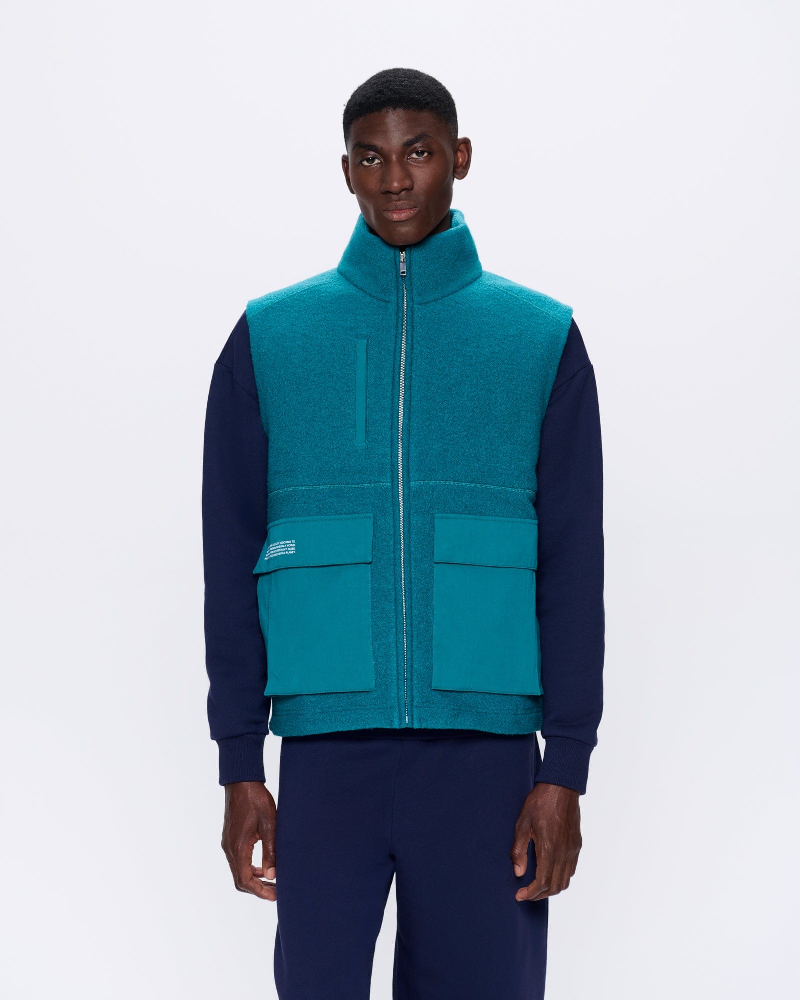 Mens DNA Utility Wool Gilet—scarab teal