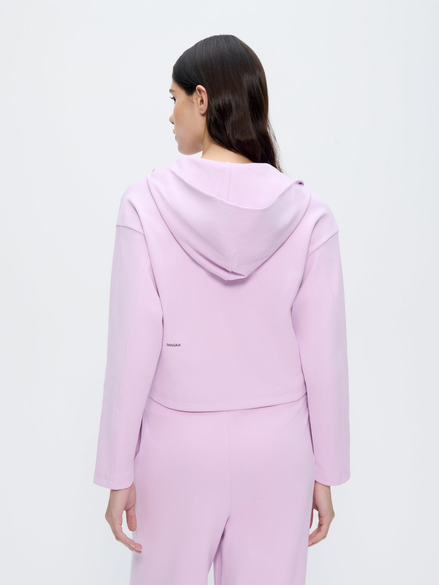 Womens Double Jersey Cropped Zip Up Hoodie—Crocus Purple