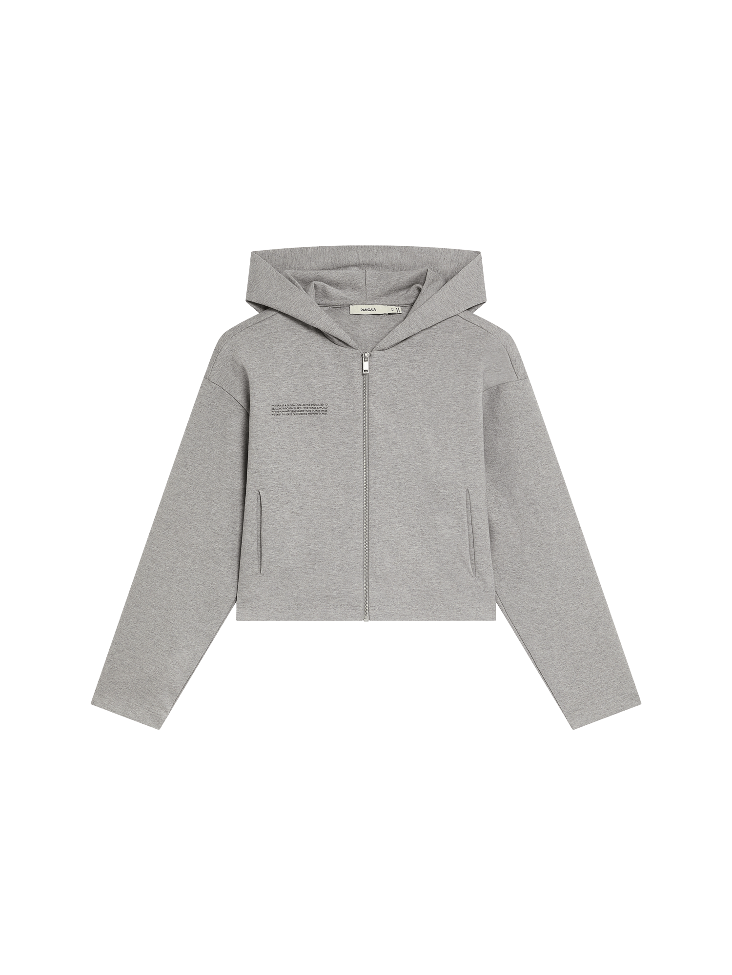 Womens Double Jersey Cropped Zip Up Hoodie—Grey Marl