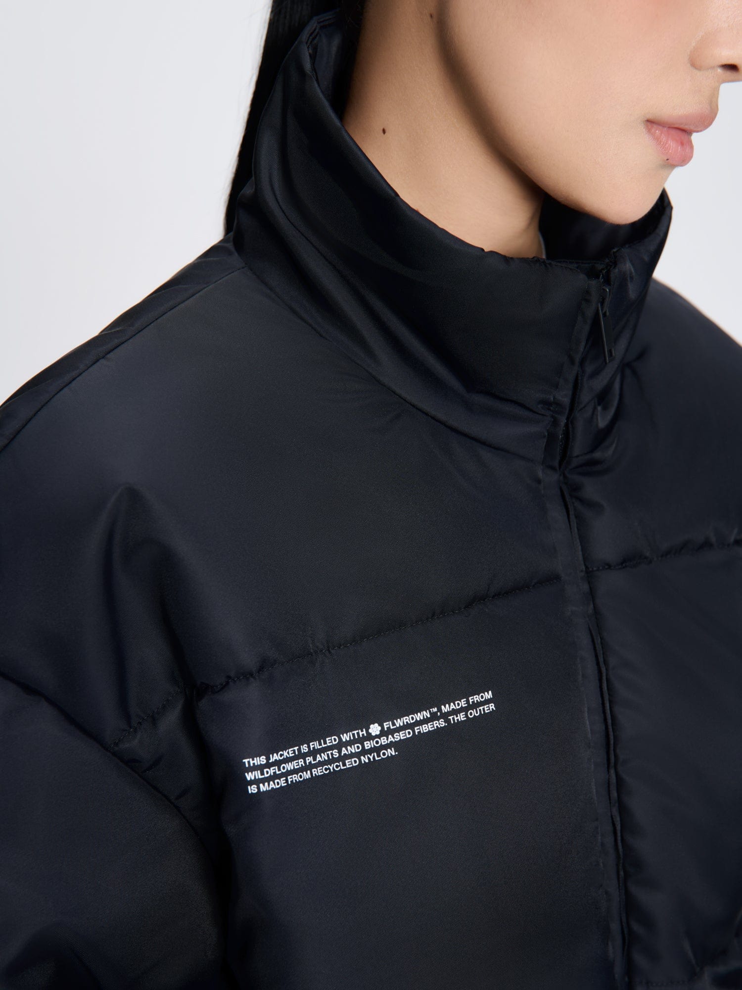 Womens Black FLWRDWN™ Bomber Jacket | Outerwear | PANGAIA