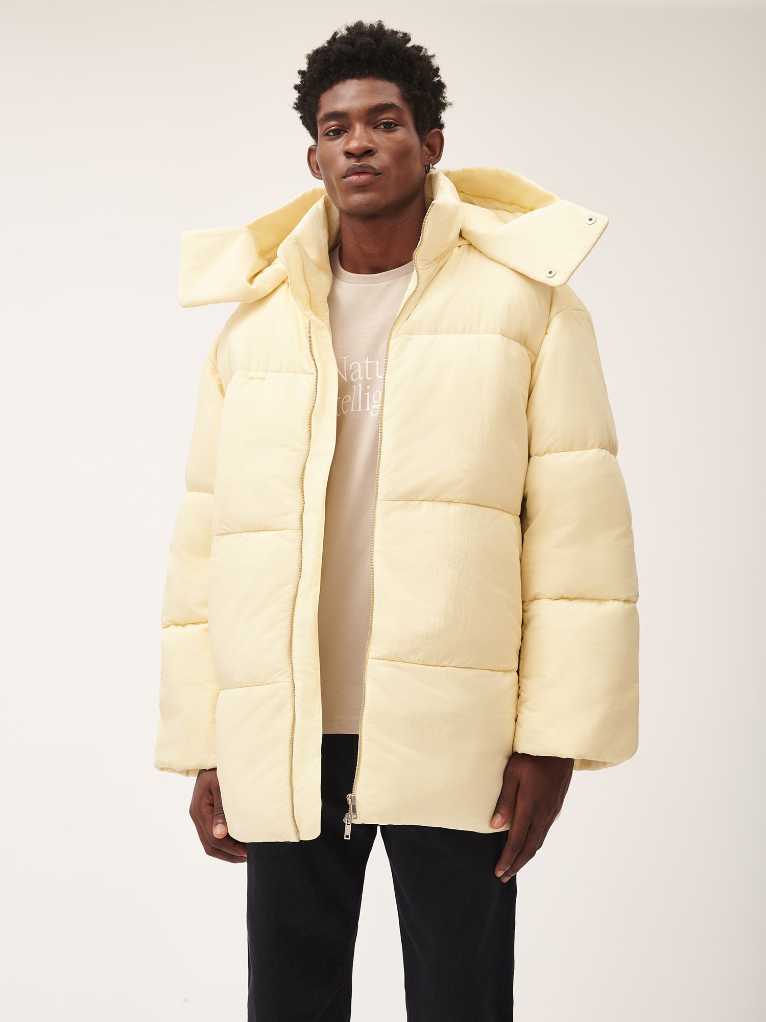 Flower-warmth Recycled Nylon Long Puffer - Rind Yellow - Pangaia