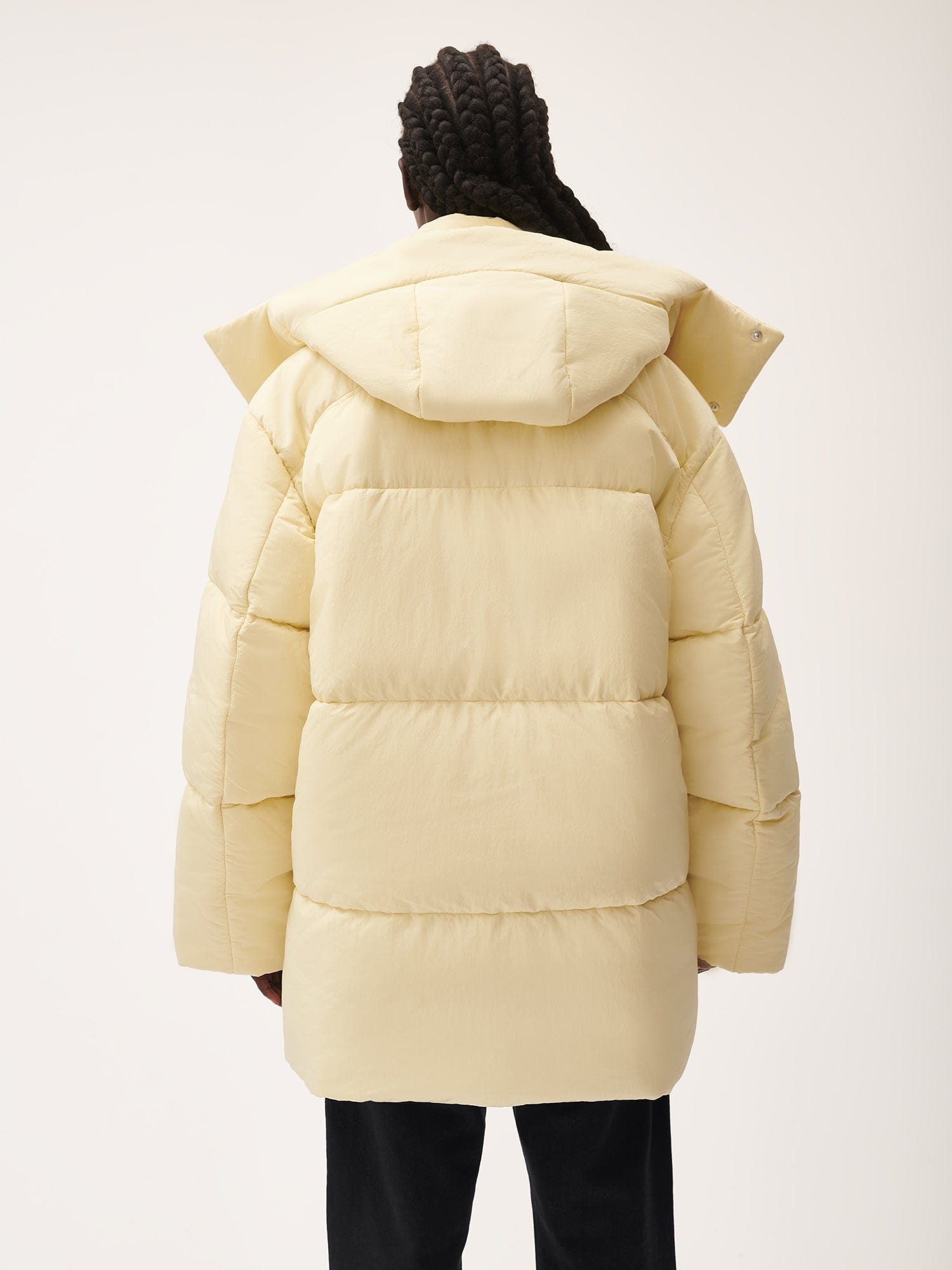 Long beige puffer online coat