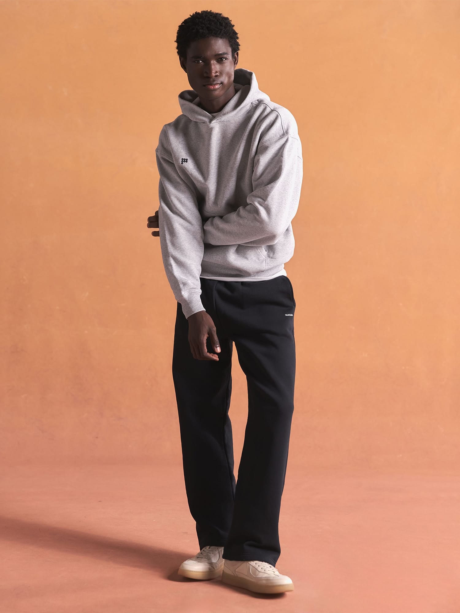 Mens Heavyweight Straight Leg Track Pants—Black