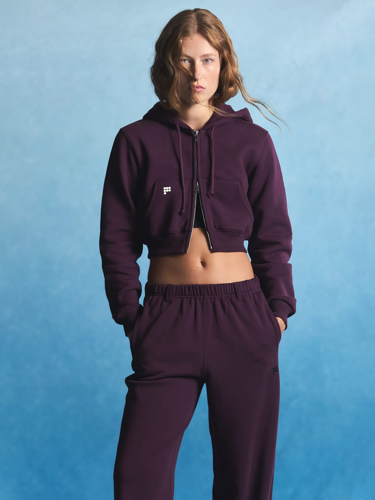 Womens Heavyweight Cropped Hoodie—Nocturne Plum